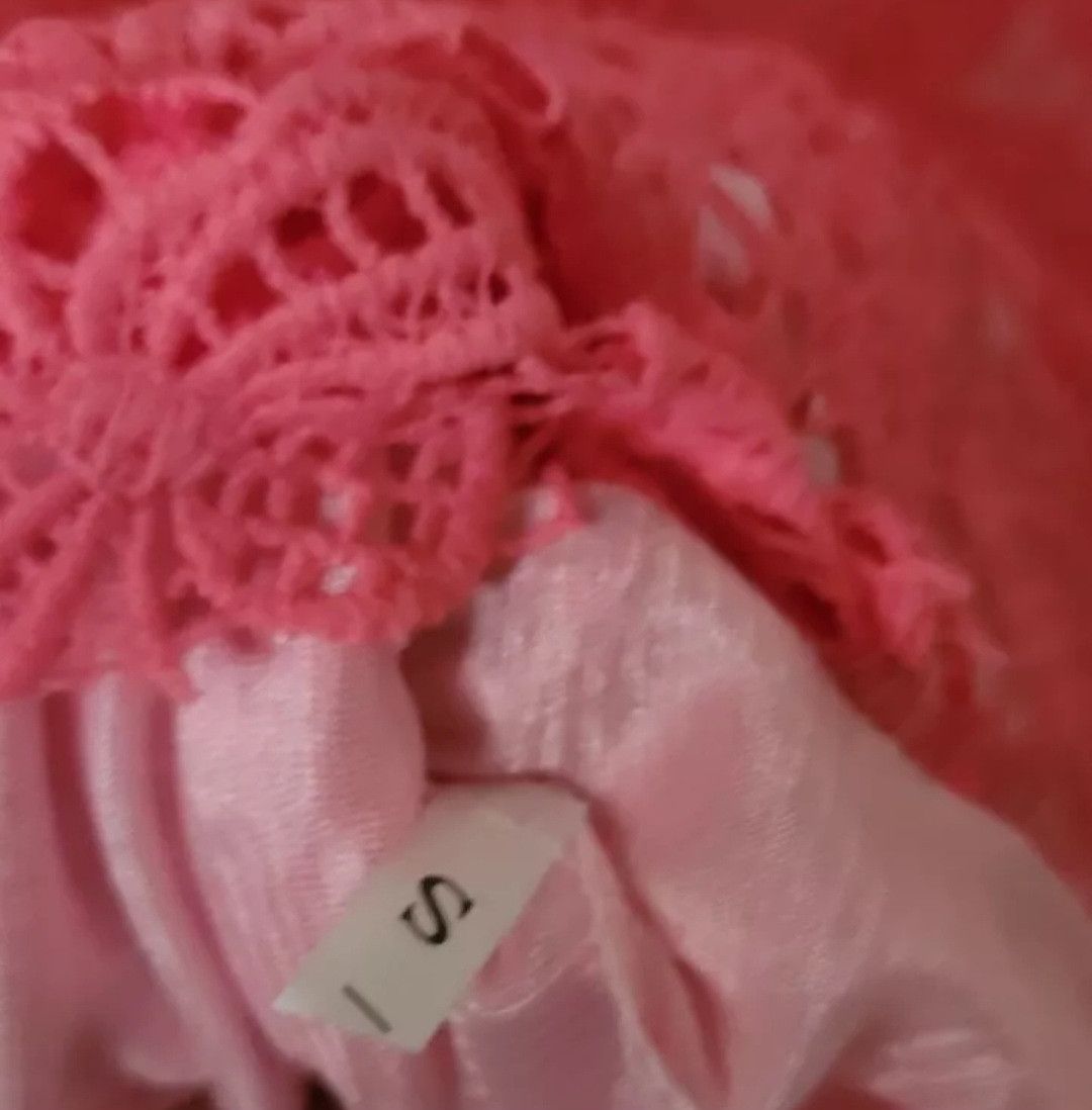 Other New Pink Ombre Flower Crochet Off Shoulder Dress Small Size S / US 4 / IT 40 - 3 Thumbnail