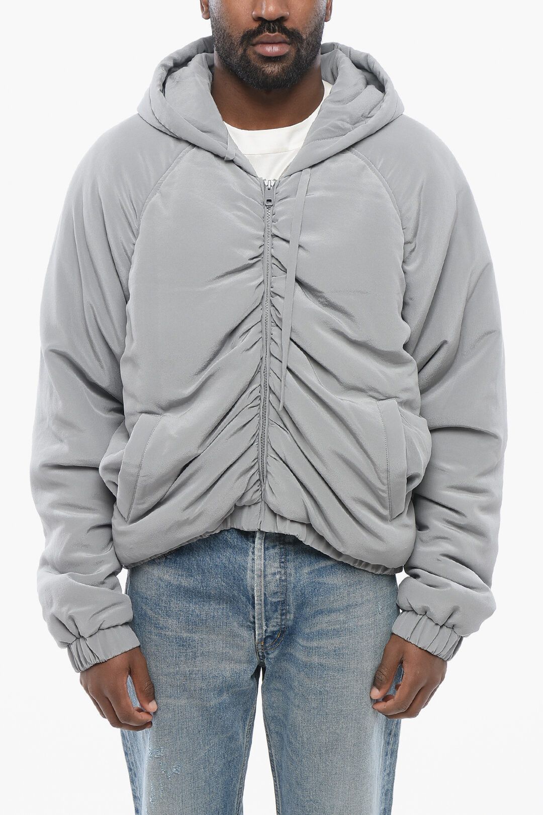 Dolce & Gabbana og1mm0825 Padded Silk Hoodie in Grey Size US L / EU 52-54 / 3 - 1 Thumbnail