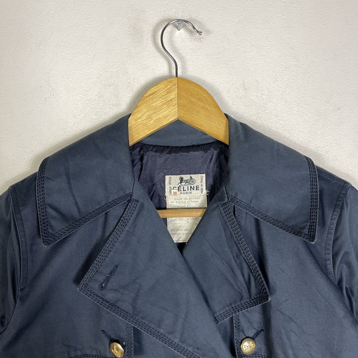 Celine 70S CELINE PARIS CARRIAGE LOGO TRENCH COAT WITH GOLD BUTTONS Size S / US 4 / IT 40 - 5 Thumbnail