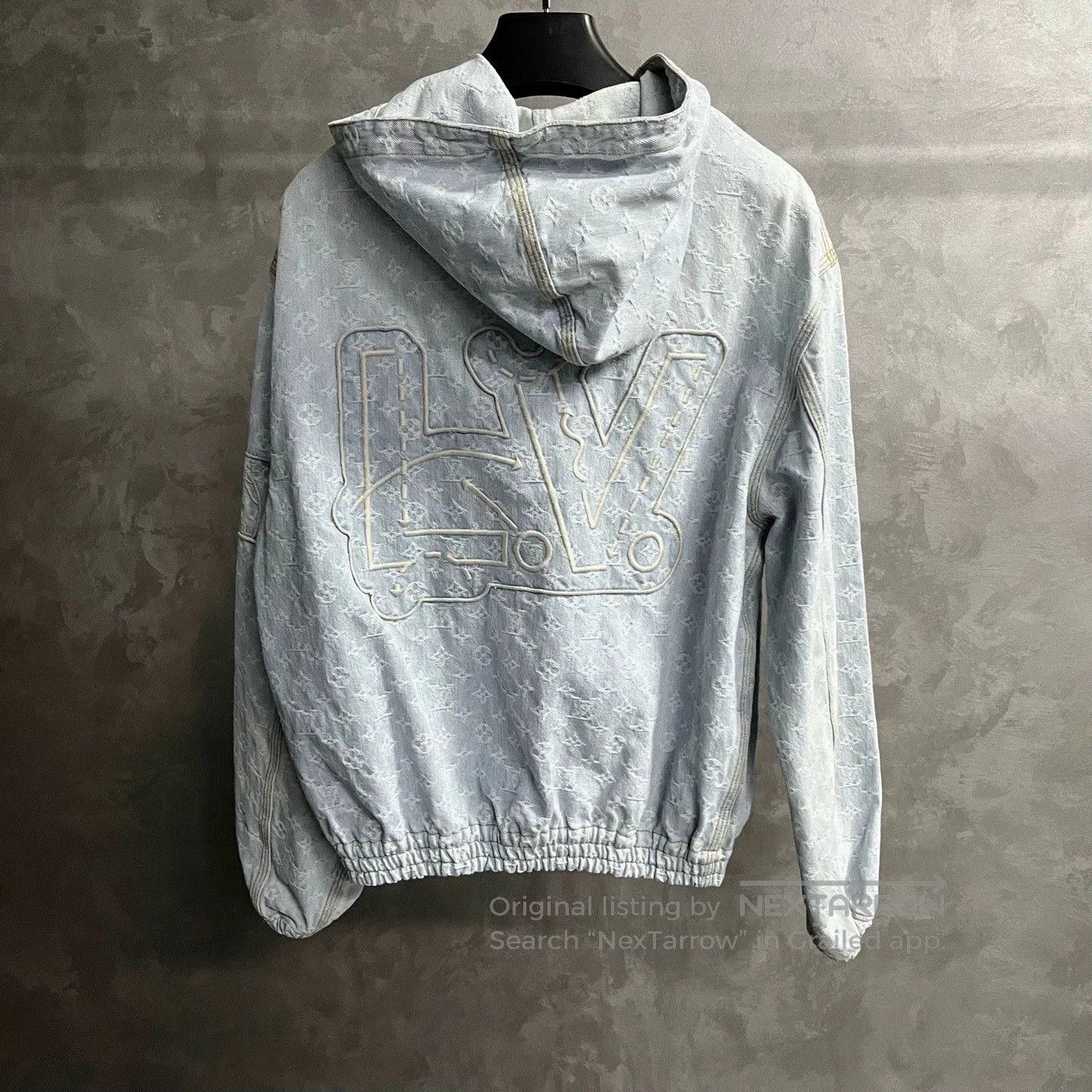 louis vuitton blue zip-up hooded jacket.