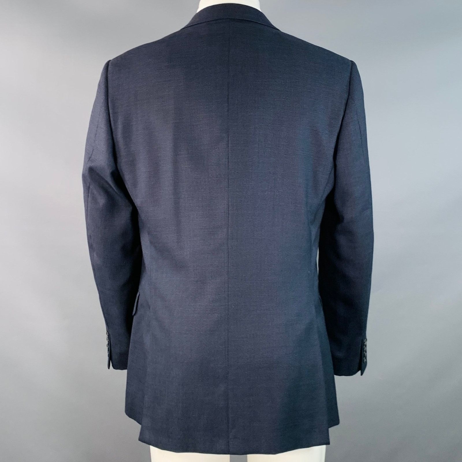 Ermenegildo Zegna Size 40 Navy Black Checkered Wool Sport Coat Size 40R - 4 Thumbnail