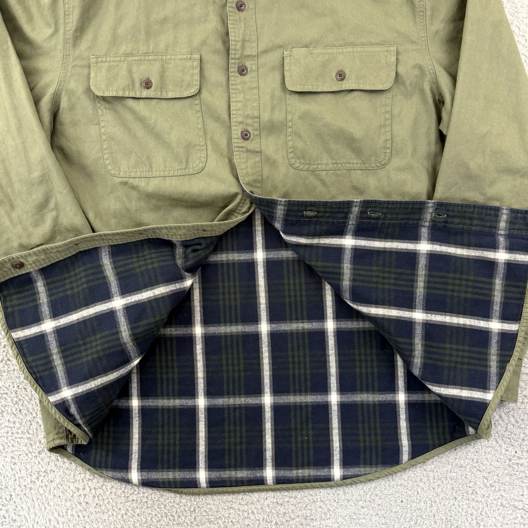 Vintage VINTAGE L.L.Bean Shacket Mens LT Green Plaid Lined Button Long Sleeve Outdoor Jacket Coat Size US L / EU 52-54 / 3 - 6 Thumbnail