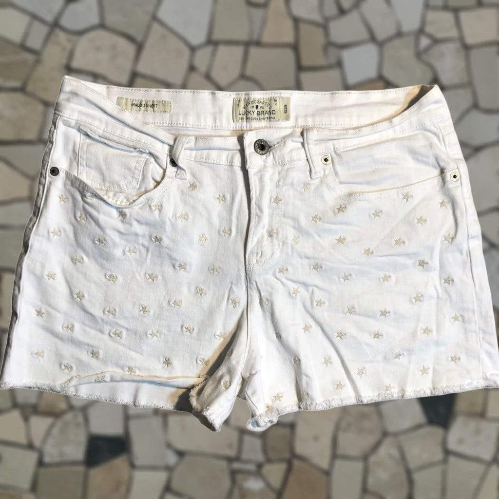 Lucky Brand Lucky Brand Y2K Star Embroidered Jean Malibu Shorts Denim White Womens 6 Size 28" / US 6 / IT 42 - 1 Thumbnail