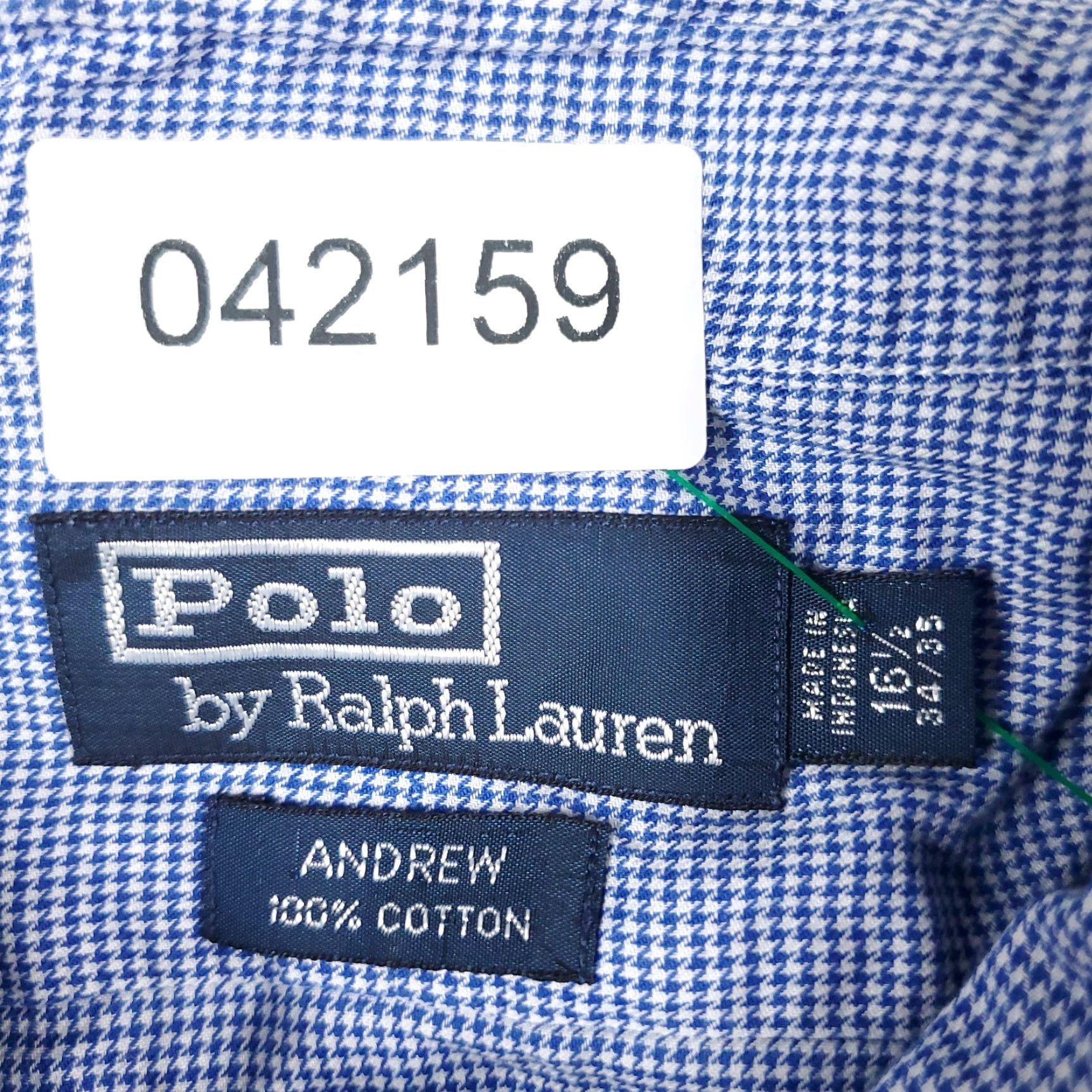 Ralph Lauren Ralph Lauren Dress Shirt Men 16.5 Blue Houndstooth Button Up Long Sleeve Collared Non-Iron Regular Fit US Shipping Size 42R - 7 Thumbnail