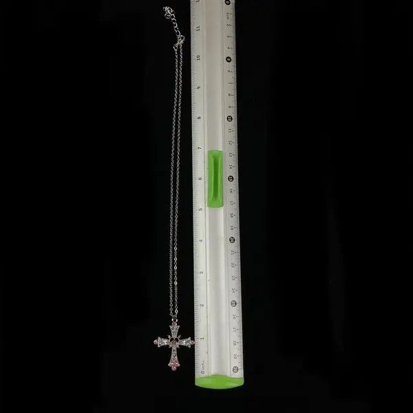 Jewelry Kubota x Ahata Y2K Cross Necklace Punk Gothic Crystal Chain Size ONE SIZE - 4 Thumbnail