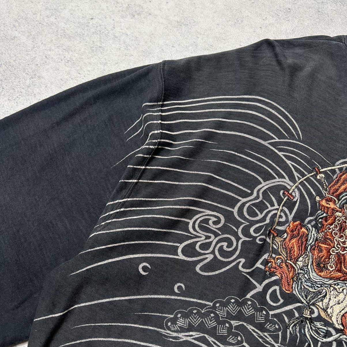 Japanese Brand Crazy Karakuri Tamashii Y2k Printed Beautiful Faded Shirt Size US XXL / EU 58 / 5 - 6 Thumbnail