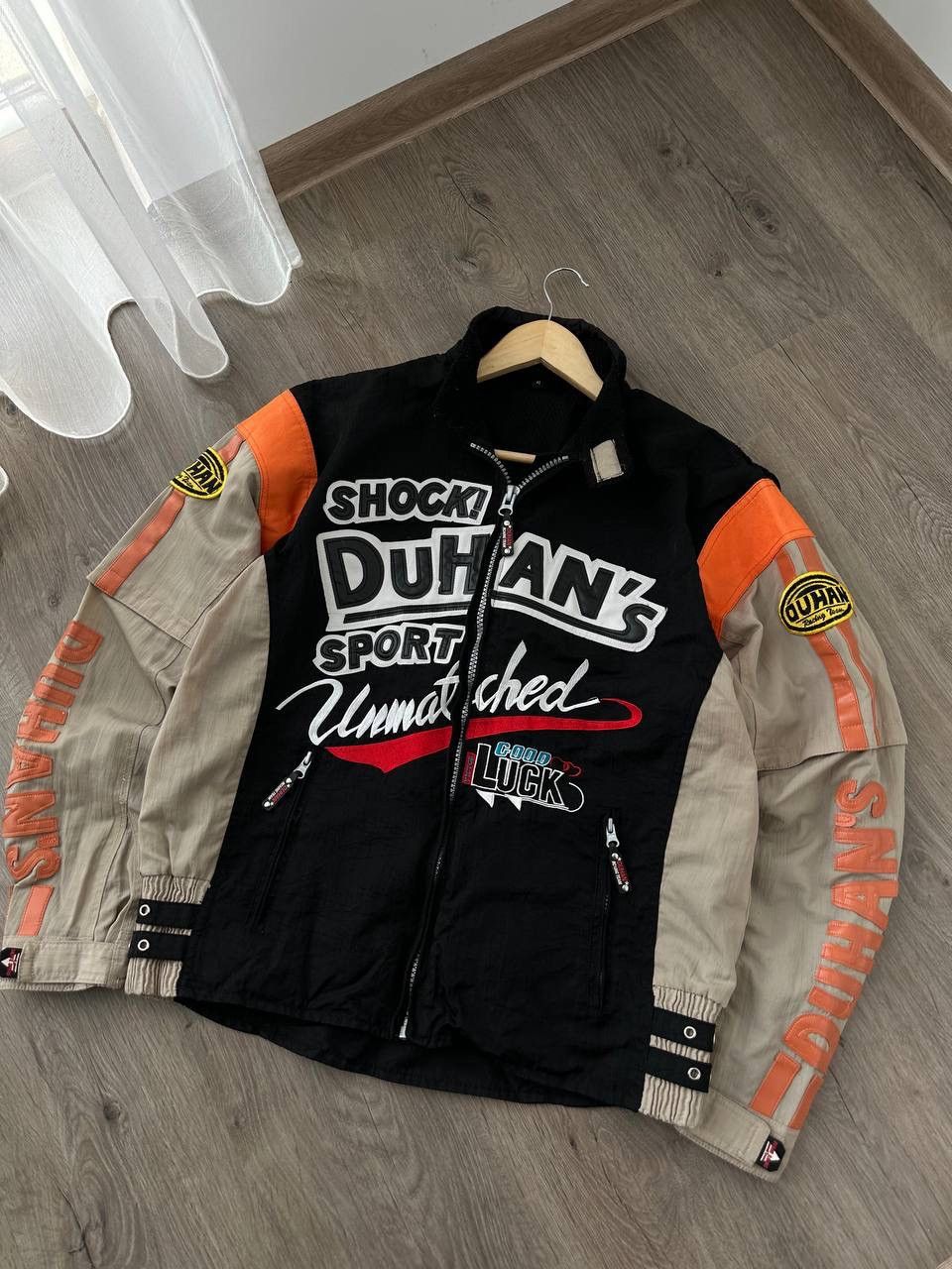 Japanese Brand × Vintage Vintage Duhan’s Shocki Moto Black Big Logo Racing Jacket Size US L / EU 52-54 / 3 - 7 Thumbnail