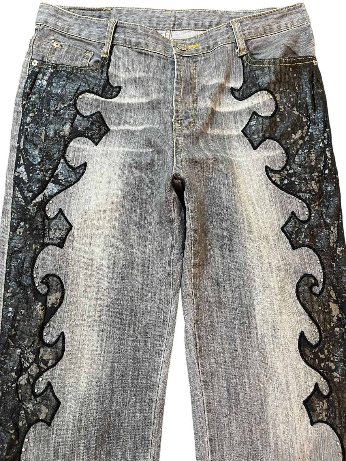 Hysteric Glamour Vintage Japanese Brand Flare Bootcut Wave Beaded Denim Size US 33 - 2 Thumbnail