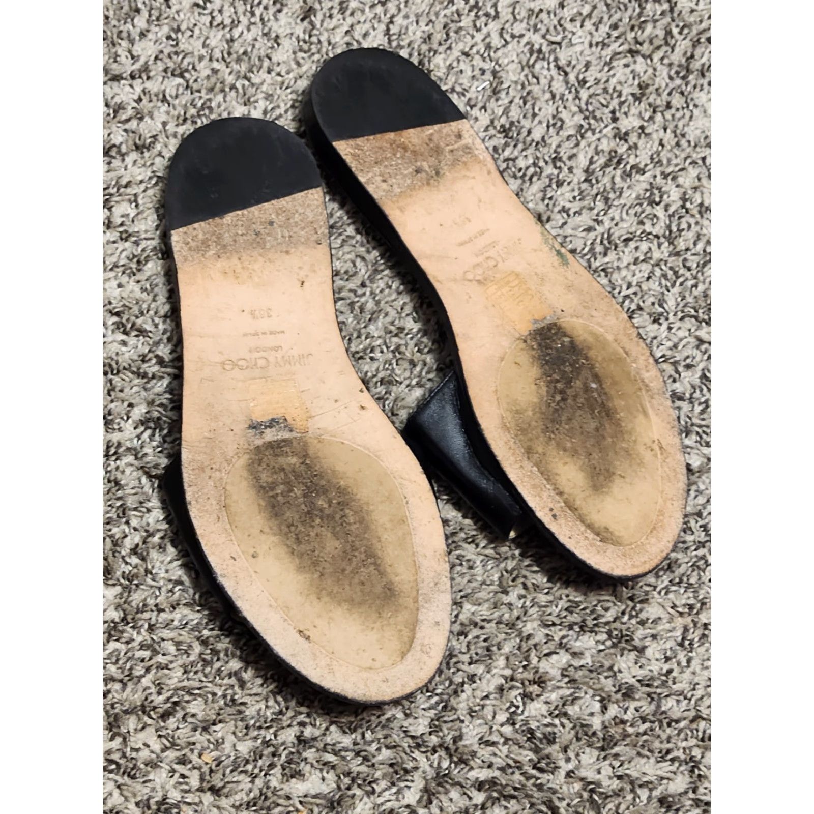 Vintage Jimmy Choo Sandal Slide Womens Leather Open Toe Flat Black 36.5 With Box Dust Bag Logo Accents Leather Insole Open Toe Slide 6.5 US 36.5 EU Vintage No Size ONE SIZE - 2 Thumbnail