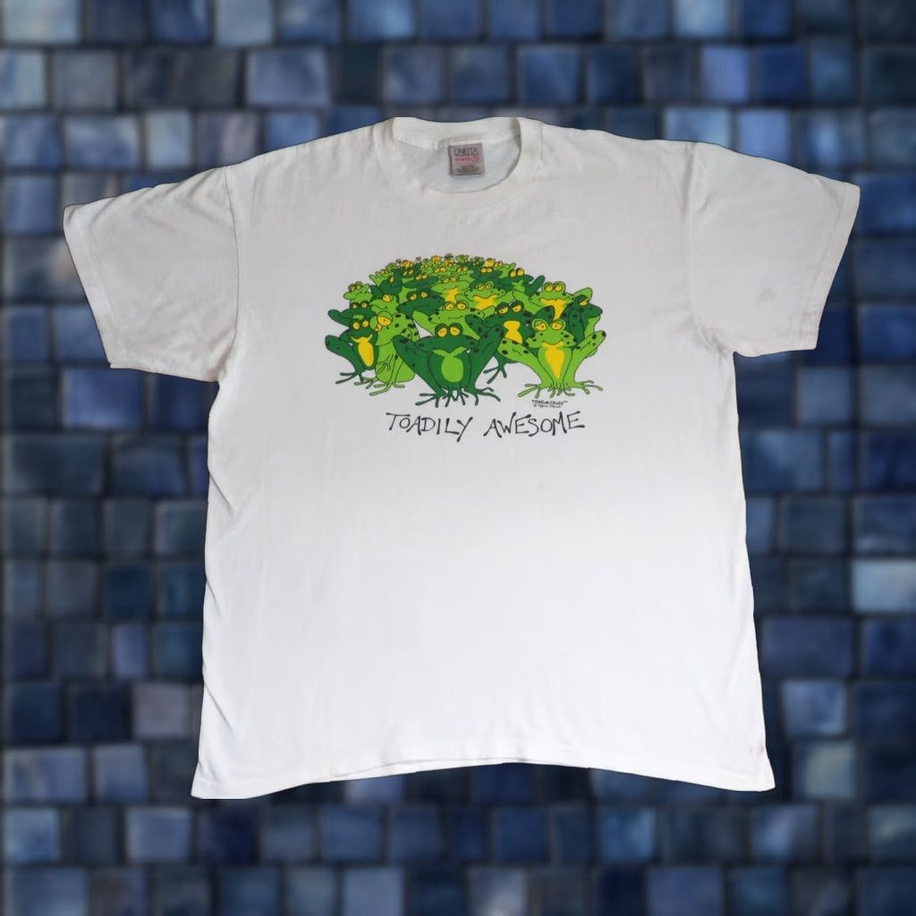 Vintage VTG 90s Oneita Toad Tales Toadily Frog Nature Joke Art White Tee T-Shirt XL Unisex Graphic Cotton Blend Short Sleeve XS? Size US XL / EU 56 / 4 - 1 Thumbnail
