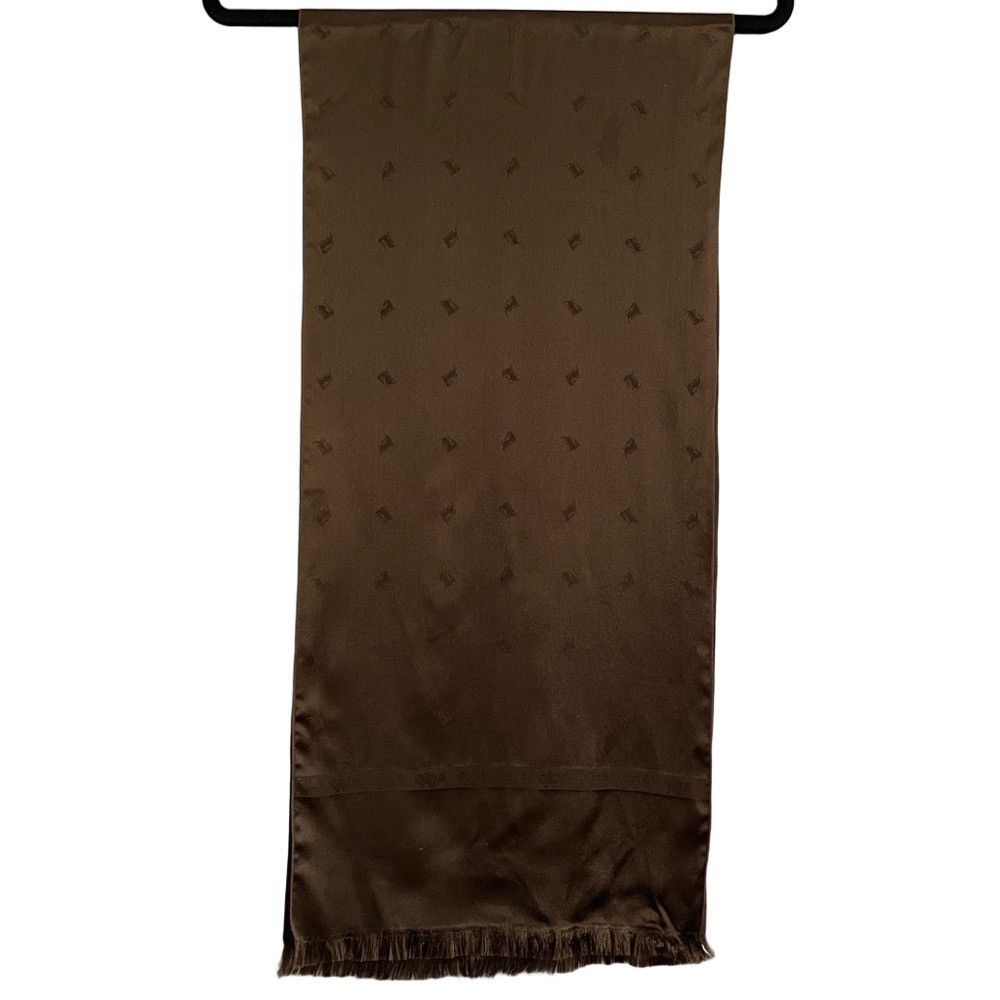Vintage Vintage Brown Fringed Satin Rectangular Opera Scarf Size ONE SIZE - 11 Thumbnail