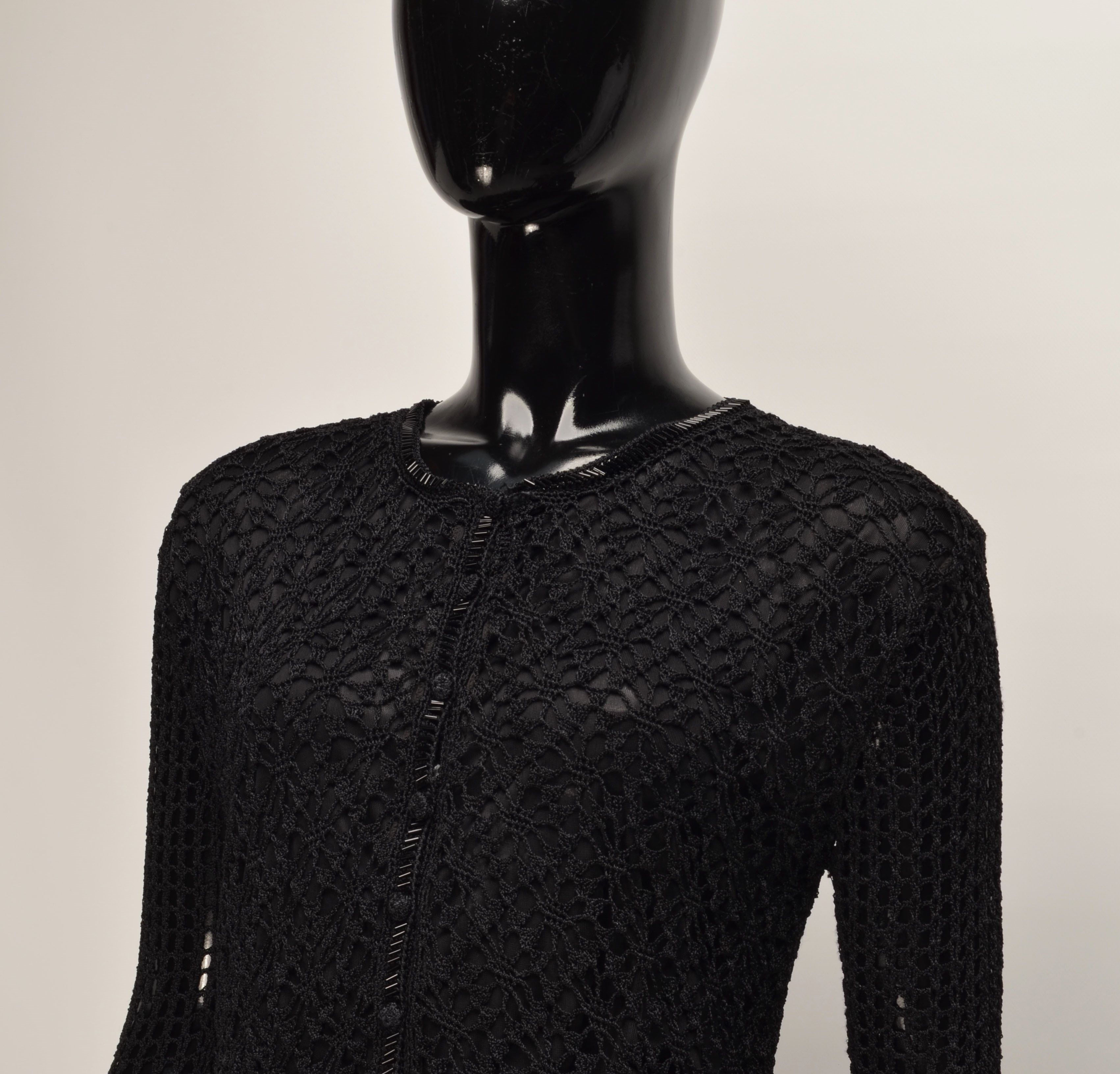 Vintage Factotum Vintage Y2K Grunge Crochet Knit Cardigan Size L / US 10 / IT 46 - 2 Thumbnail