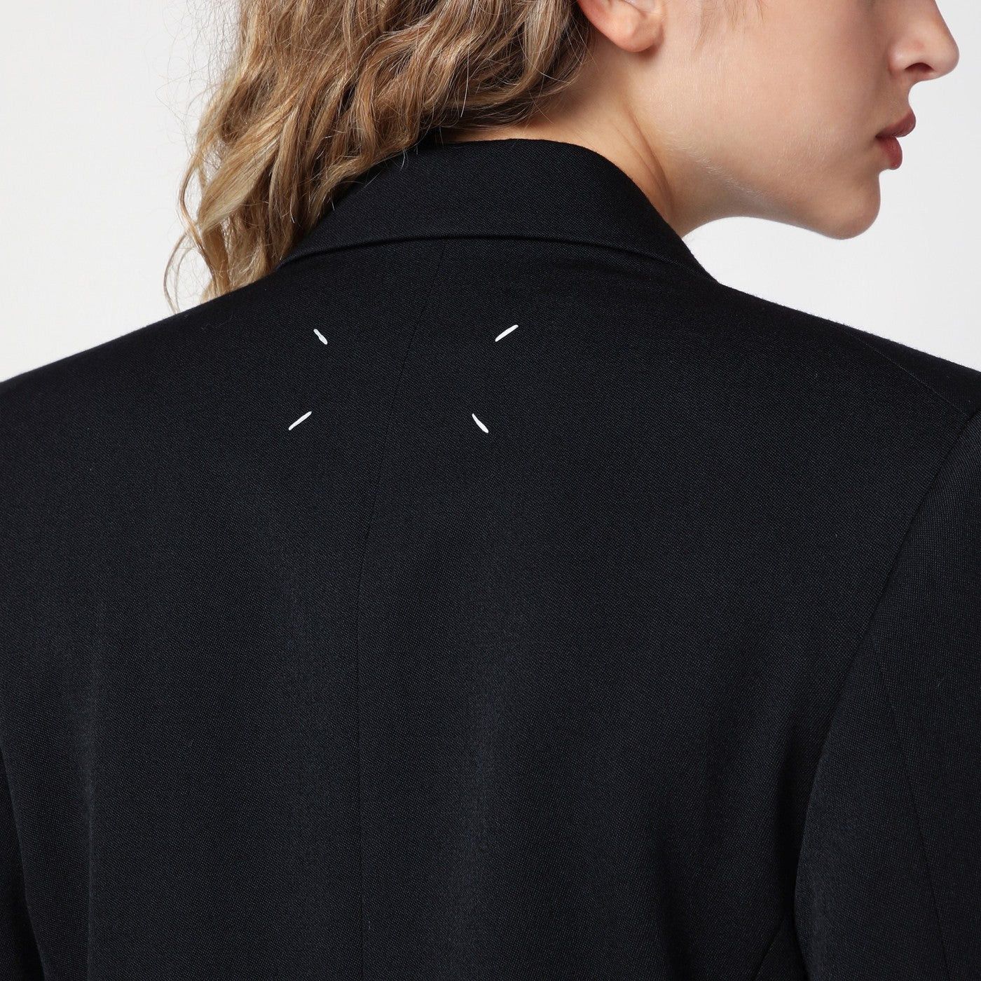 Maison Margiela o1d2blof0426 Wool Double-Breasted Jacket in Black Size L / US 10 / IT 46 - 4 Thumbnail