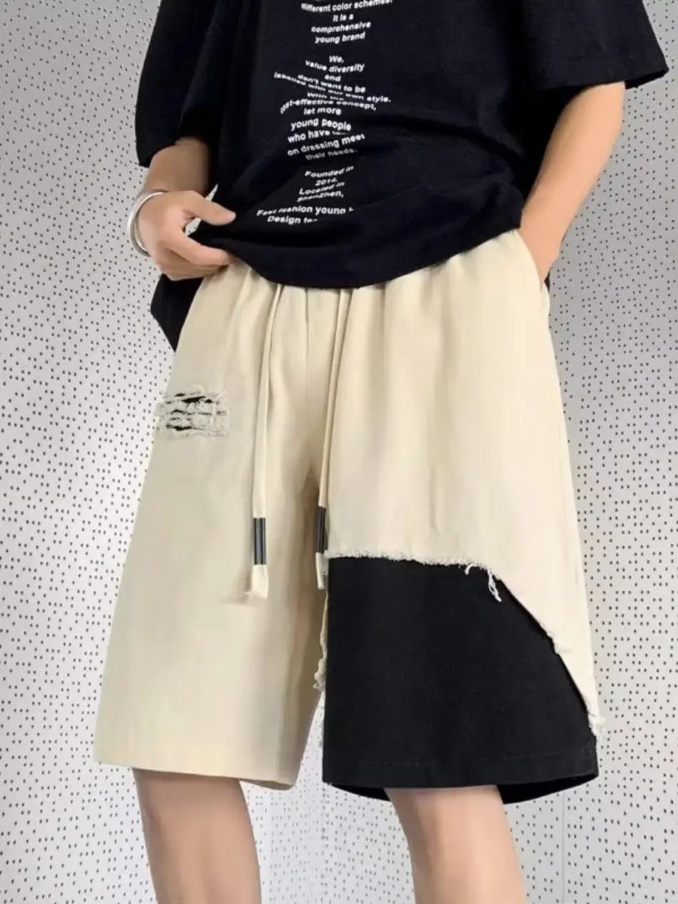 Japanese Brand Straight leg wide leg ripped denim shorts Size US 32 / EU 48 - 1 Thumbnail