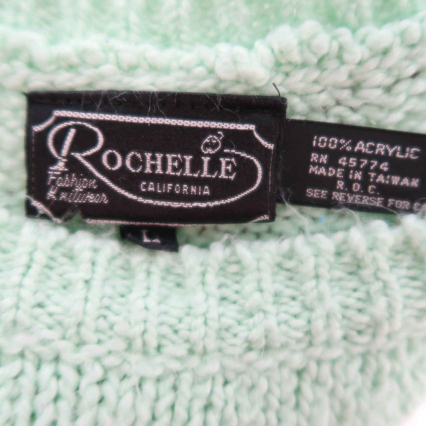 Vintage VINTAGE 80s mint green floral embroidered knit short sleeve sweater L Rochelle Mens? Women? Size L / US 10 / IT 46 - 5 Thumbnail