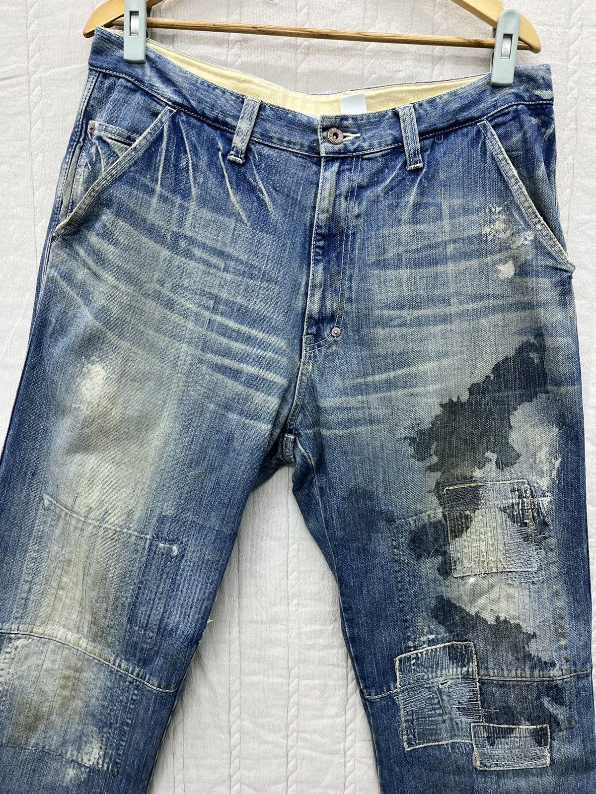 MasterPiece × Vintage ARCHIVE💥MASTERPIECE RECONSTRUCTED DOUBLE KNEE DENIM Size US 35 - 4 Thumbnail