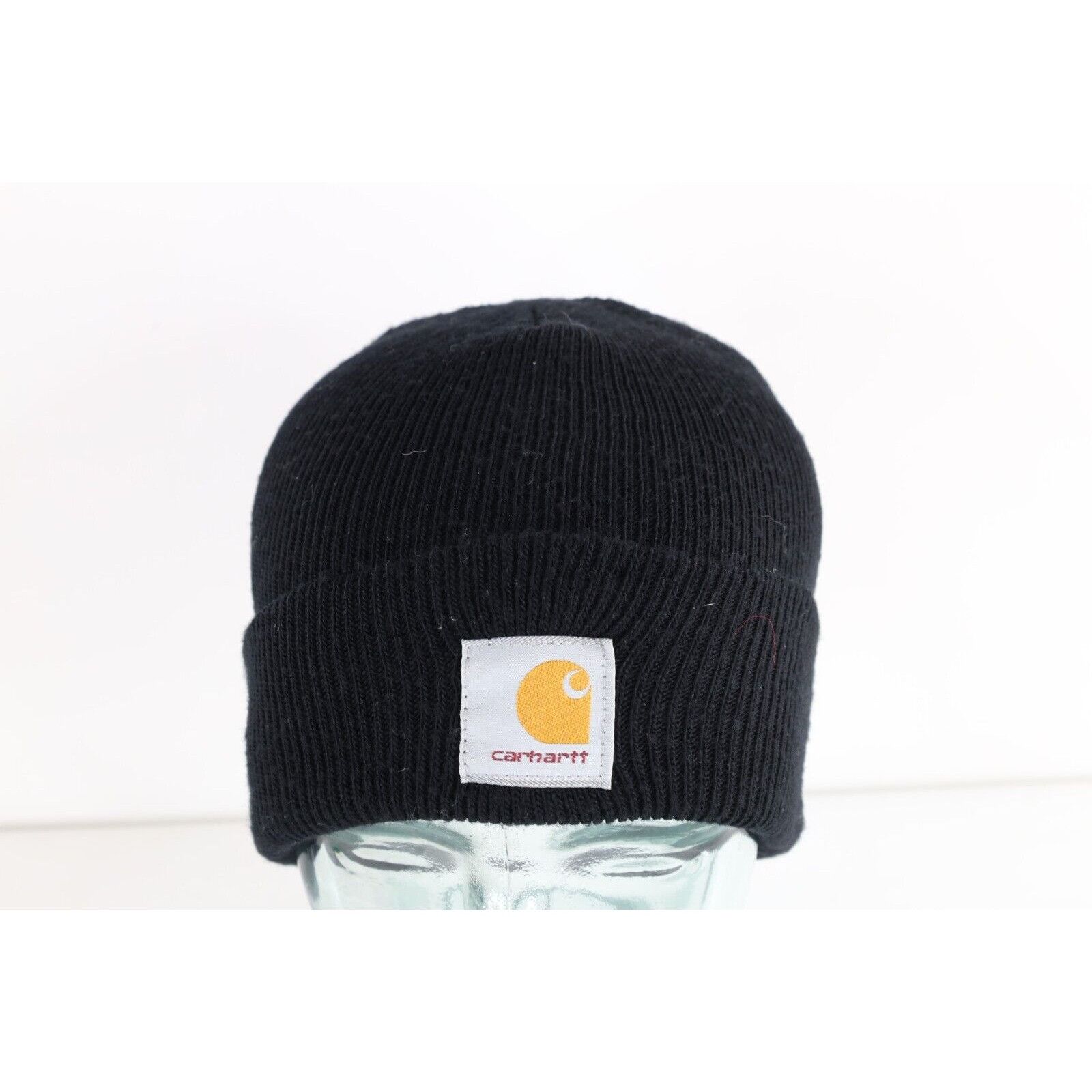 Carhartt × Vintage Vintage 90s Carhartt Box Logo Ribbed Knit Winter Beanie Size ONE SIZE - 1 Thumbnail