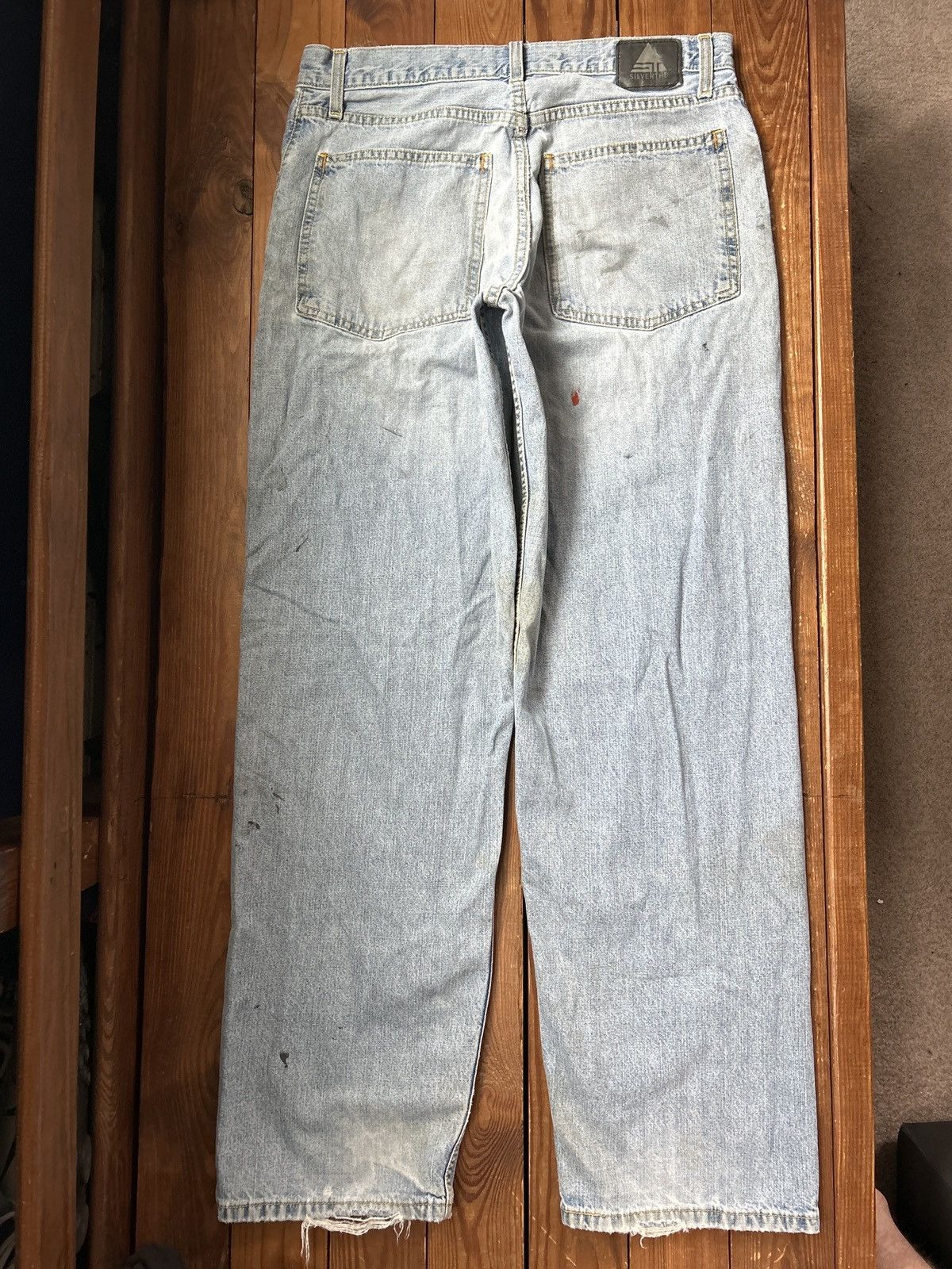 Levi's × Vintage Vintage 90s Y2K Levi’s Silver Tab Baggy Painted Blue Jeans Size US 32 / EU 48 - 3 Thumbnail