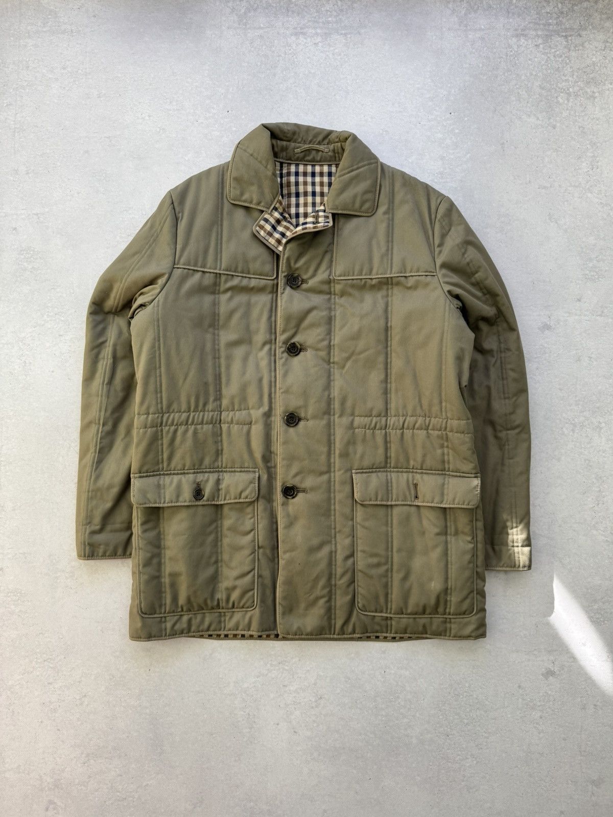Aquascutum Aquascutum Quilted Short Coat Green Vintage Size US XL / EU 56 / 4 - 1 Thumbnail