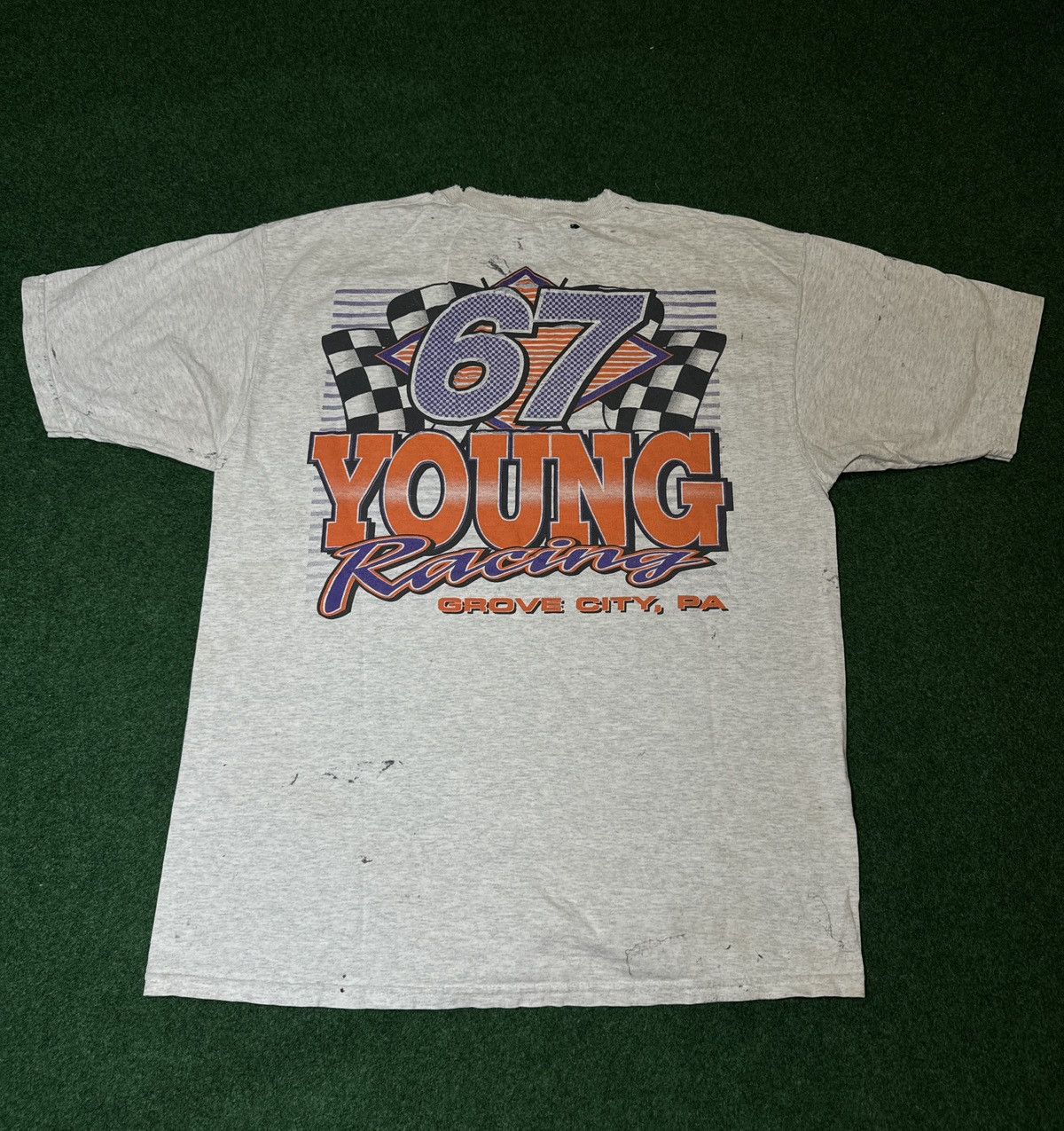 Fruit Of The Loom × NASCAR × Vintage Vintage Steve Young #67 Racing Grove City Distressed T Shirt Size US L / EU 52-54 / 3 - 4 Thumbnail