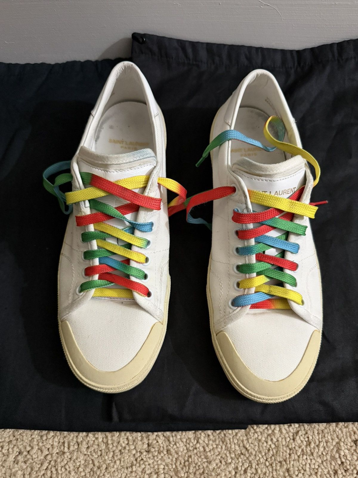 Saint Laurent Paris SAINT LAURENT PARIS - WHITE SL/37 (RAINBOW LACES) SNEAKERS Size US 8 / EU 41 - 3 Thumbnail