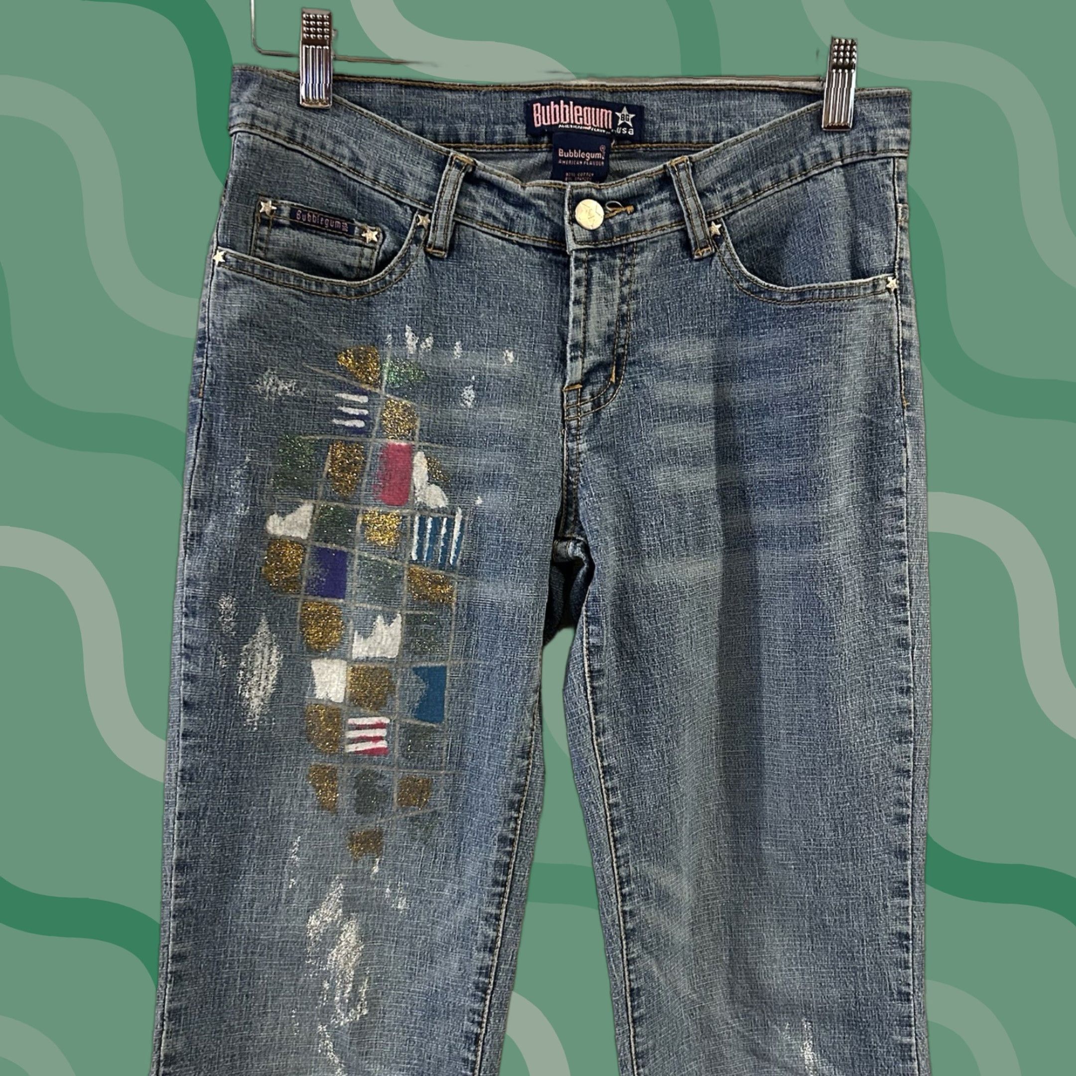 Vintage VINTAGE Bubblegum Jeans Grunge Distressed 7/8 Low Rise Flare Blue Women's 29x31 31in 6.5-8.5in Rise Size 28" / US 6 / IT 42 - 1 Thumbnail