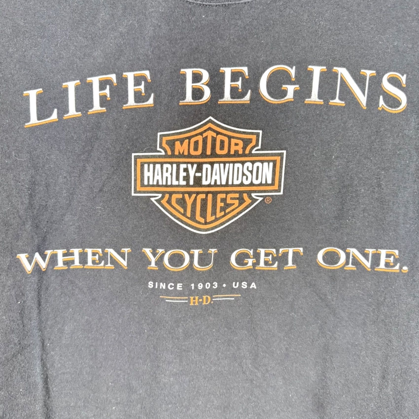 Harley Davidson VTG Harley-Davidson T-Shirt Men Black 2XL Harley-Davidson Life Begins When You Get One Shirt Black 2XL Mens Size US XXL / EU 58 / 5 - 3 Thumbnail