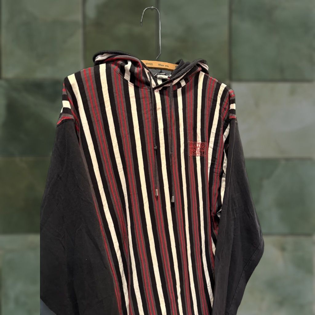 Vintage VINTAGE Marithe Francois Girbaud Hoodie Striped Long Sleeve Mens L Black 90s Pullover Size US L / EU 52-54 / 3 - 1 Thumbnail