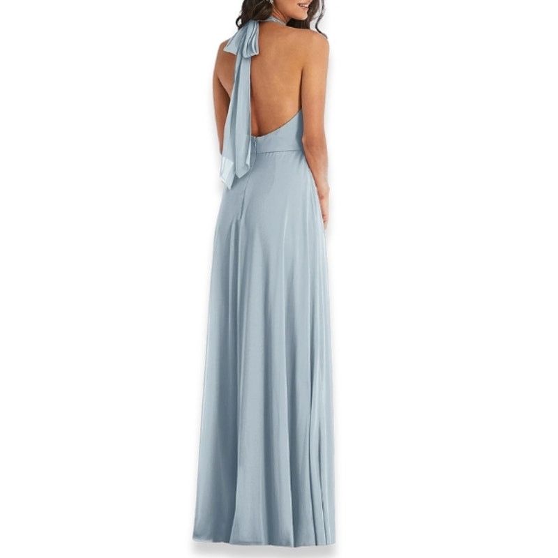After Six After Six Maxi Dress Halter Backless High Neck Blue 14 NWOT Size XL / US 12-14 / IT 48-50 - 5 Thumbnail
