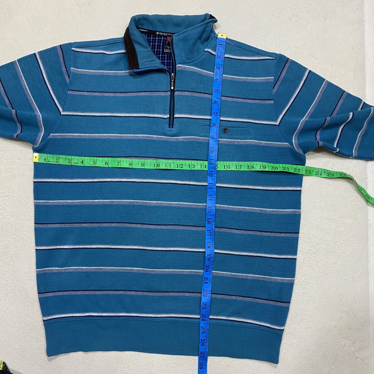 Designer × Japanese Brand × Kansai Yamamoto KANSAI YAMAMOTO Up To Your Striped Half Zipper Sweatshirt Size US L / EU 52-54 / 3 - 12 Thumbnail