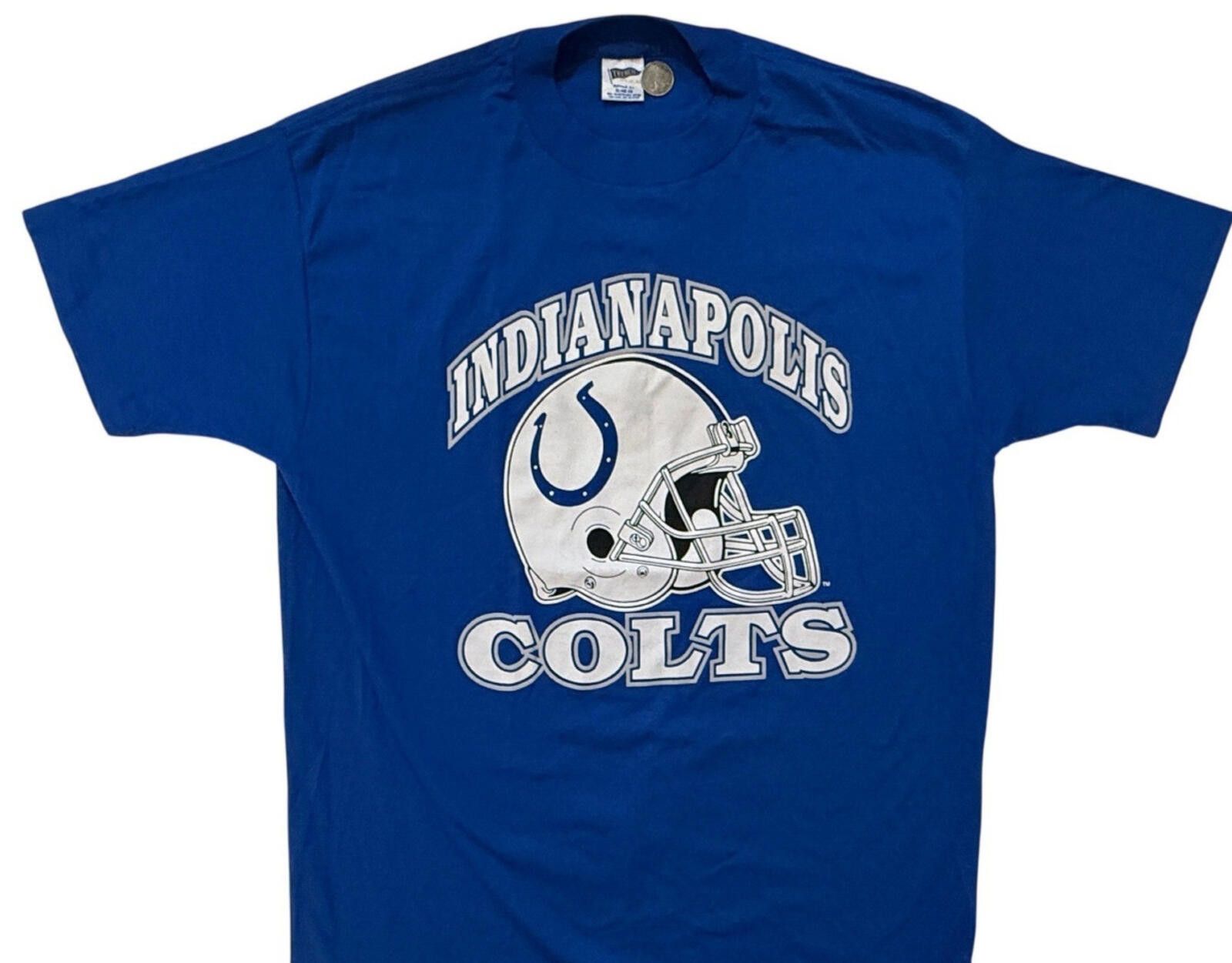 American Trench Indianapolis Colts TShirt Vintage 80s LG Single Stitch NFL Size US L / EU 52-54 / 3 - 1 Thumbnail