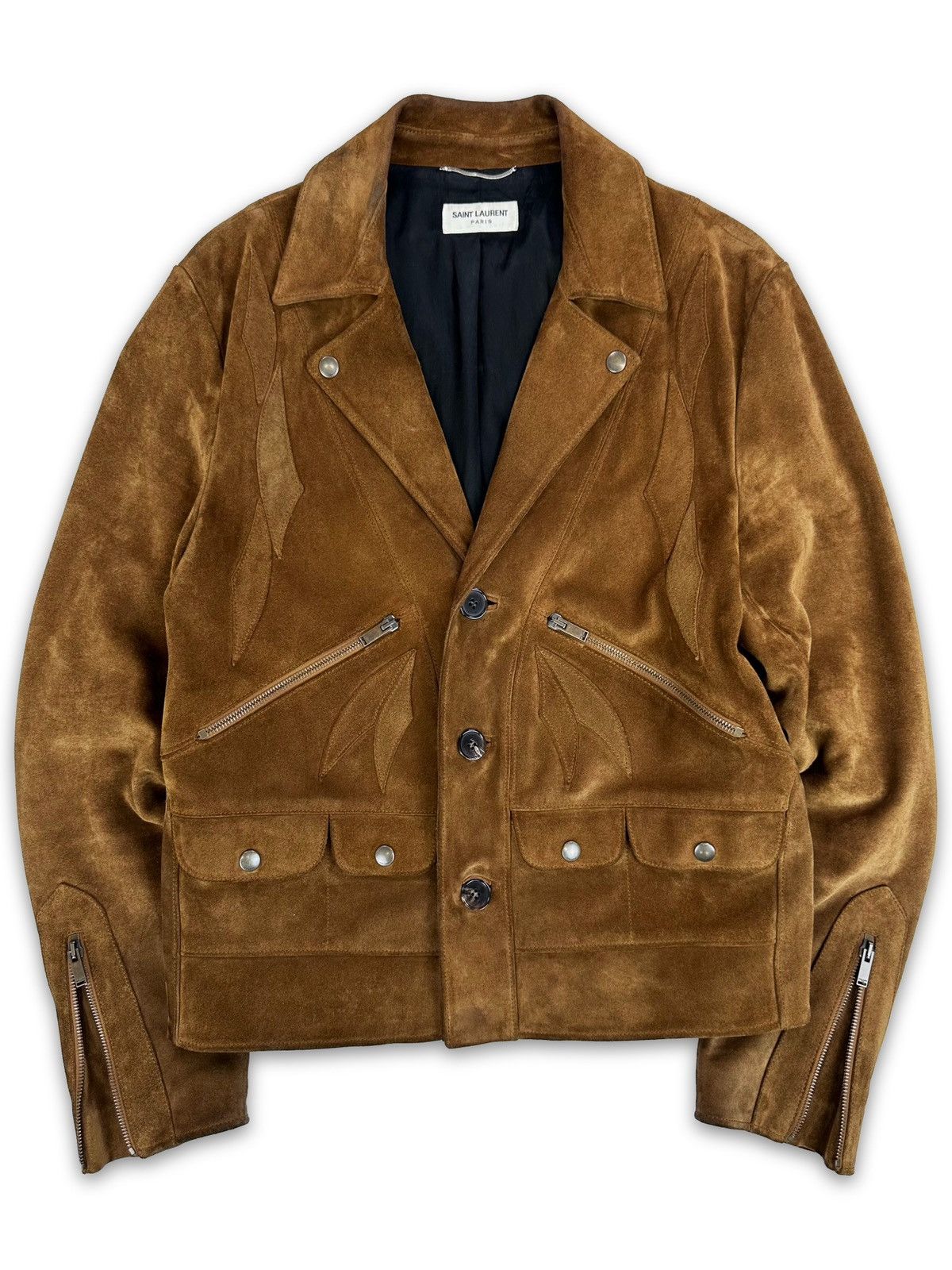 Saint Laurent Paris SS20 Saint Laurent Paris Suede ‘Carved’ Multi Pocket Jacket Size US M / EU 48-50 / 2 - 1 Thumbnail