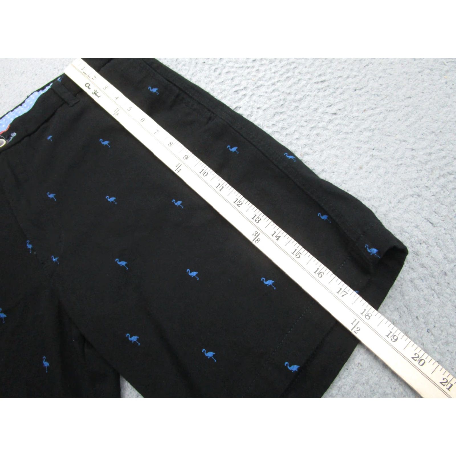 Tailorbyrd TAILORBYRD Chino Shorts Mens 34 Black Flamingo Embroidered 100% Cotton Flat Front Casual Belt Loops Pockets Adults Mens Size US 34 / EU 50 - 3 Thumbnail