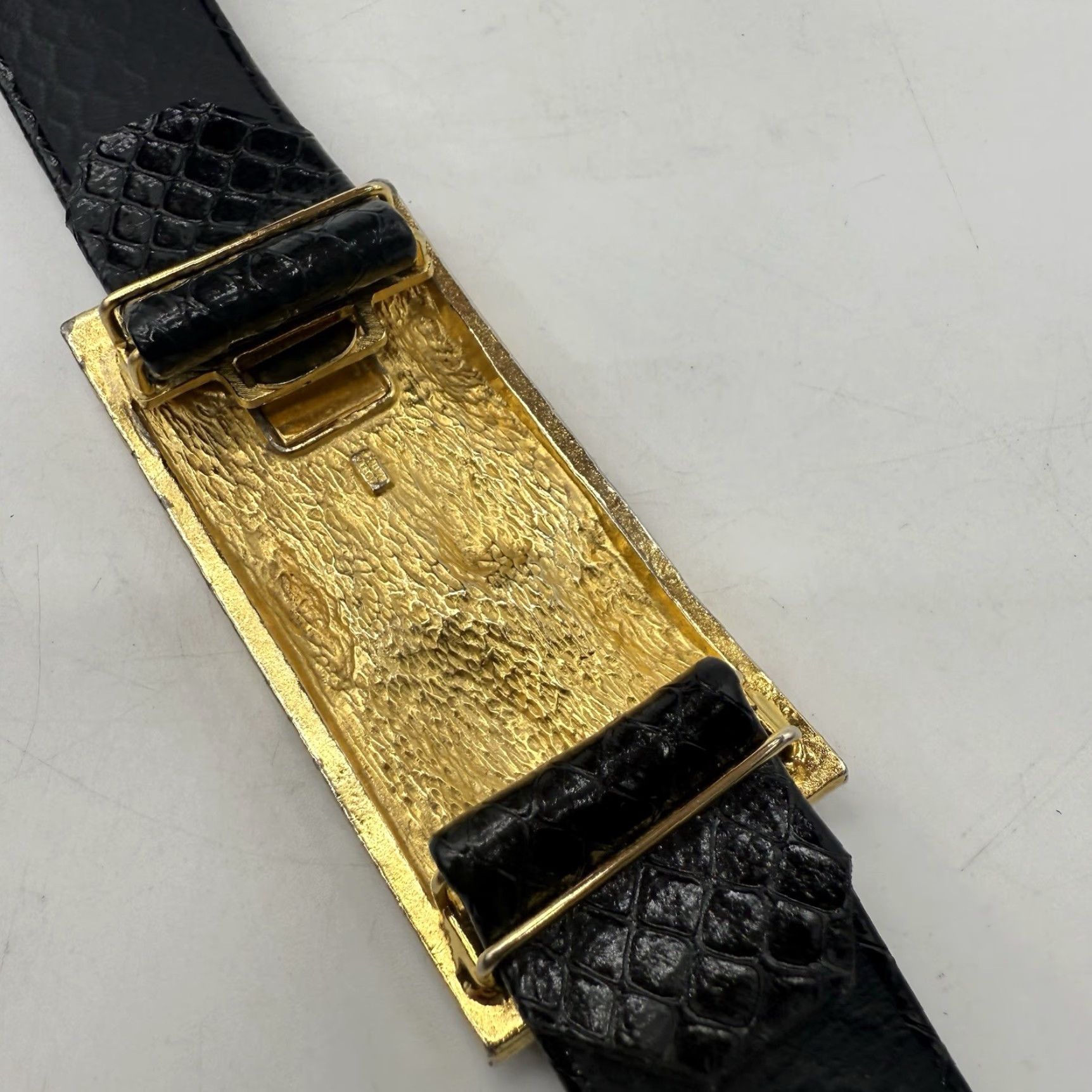 Vintage VINTAGE Dotty Smith Belt Buckle Women 90s Gold Tone Snake Skin Faux Black Adjustable 36" -Mens Womens Size ONE SIZE - 7 Thumbnail