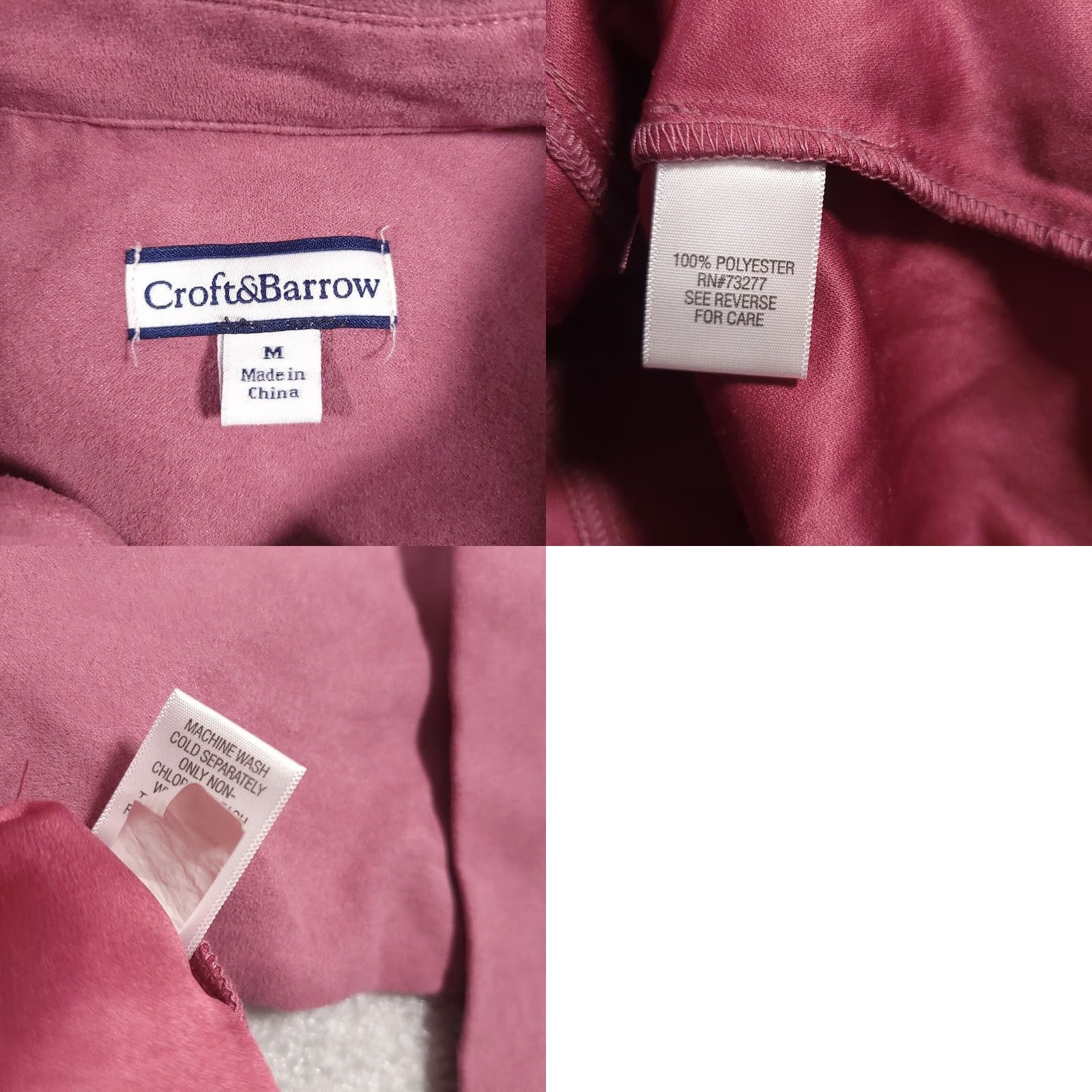 Croft & Barrow Croft & Barrow Button-Up Shirt Jacket Womens Medium Pink Lined Suede Faux Shirt Jacket Button Up Shirt Jacket Mens? Size M / US 6-8 / IT 42-44 - 9 Thumbnail