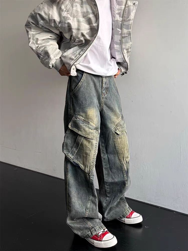 Vintage Vintage washed multi-pocket baggy work jeans Size US 30 / EU 46 - 1 Thumbnail