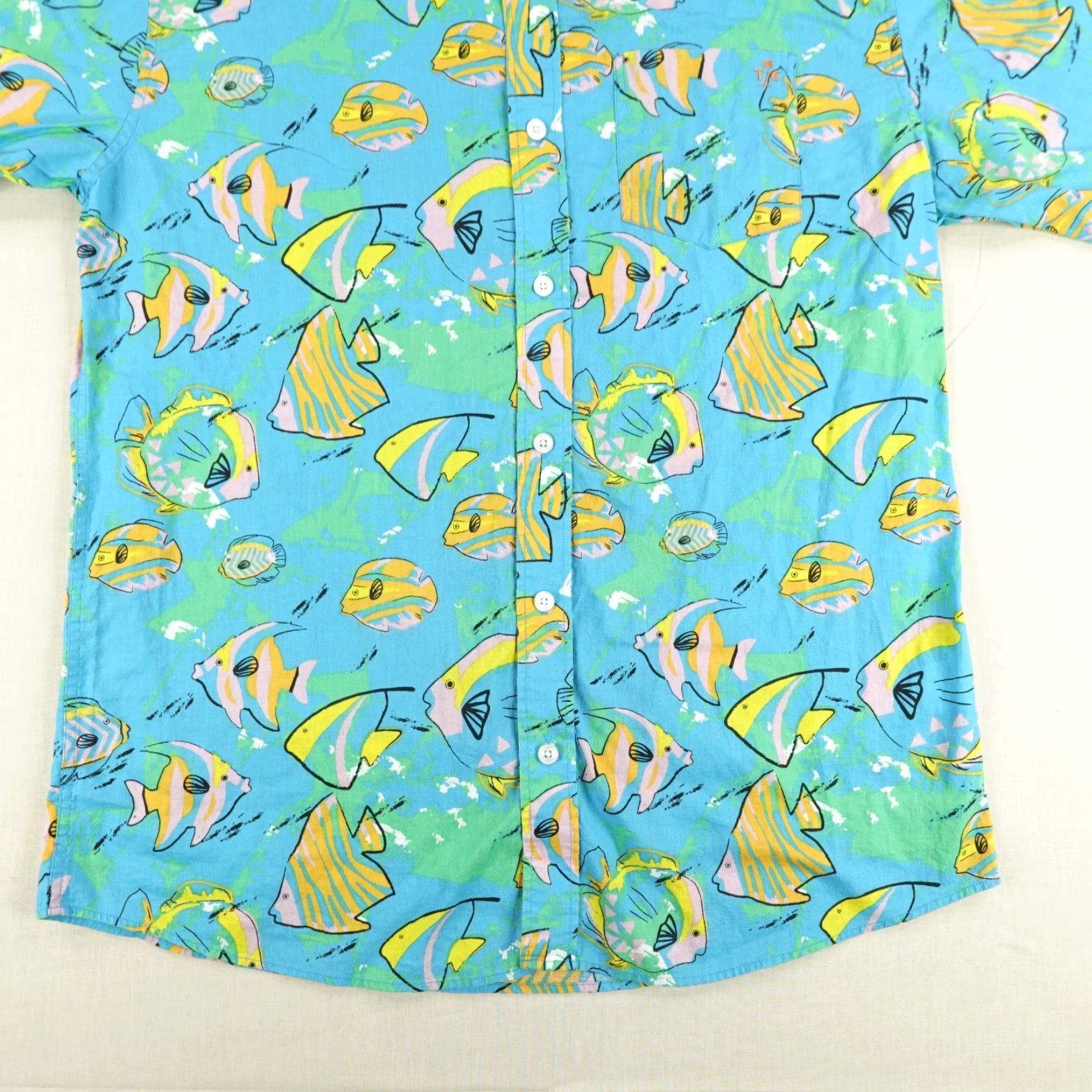 Vintage Tipsy Elves Shirt Mens 2XL Blue Angel Fish Hawaiian Button Up Aloha Beach Camp Size US XXL / EU 58 / 5 - 4 Thumbnail
