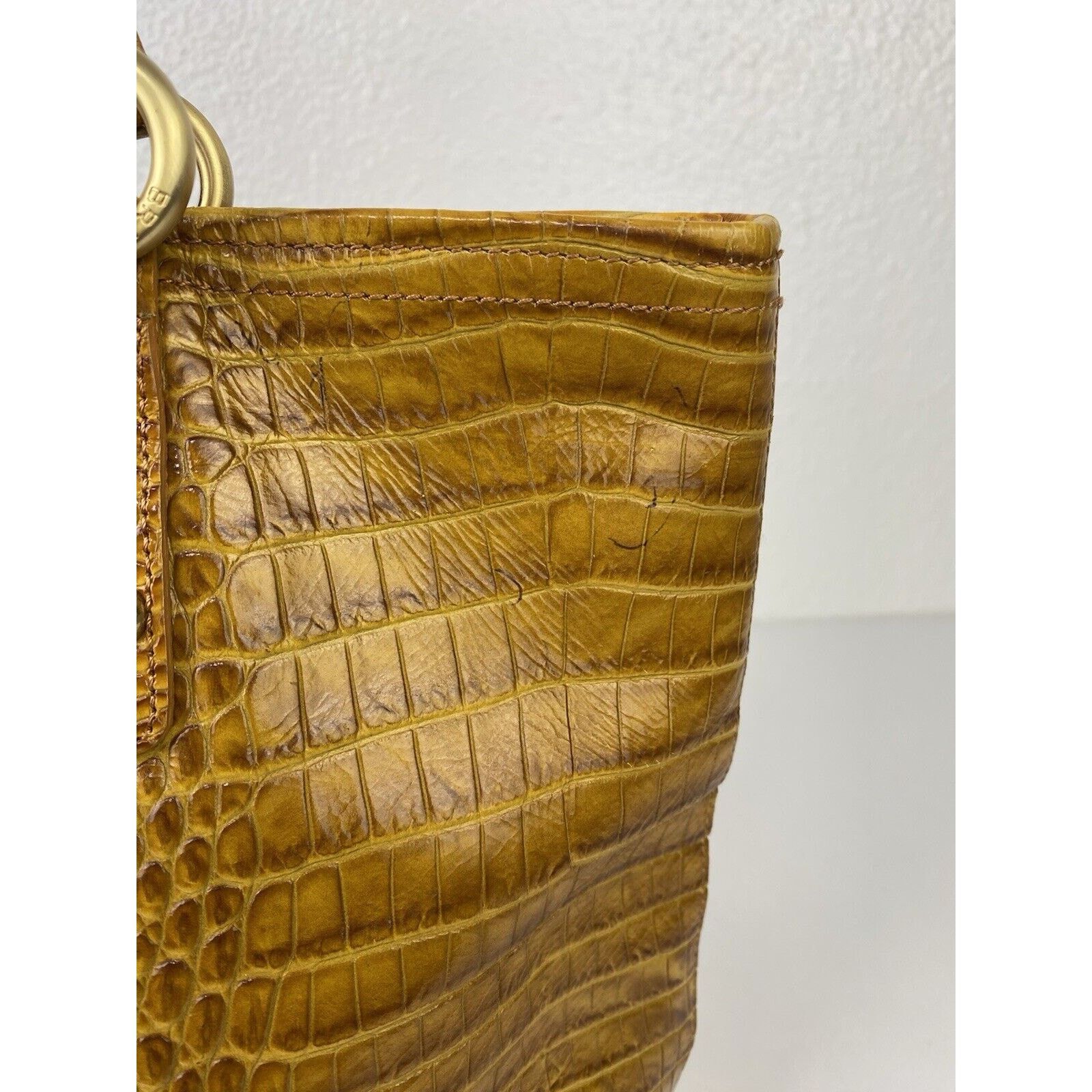 BRAHMIN Brahmin Alden Brown Croc Embossed Leather Shoulder Purse Bag Size ONE SIZE - 4 Thumbnail