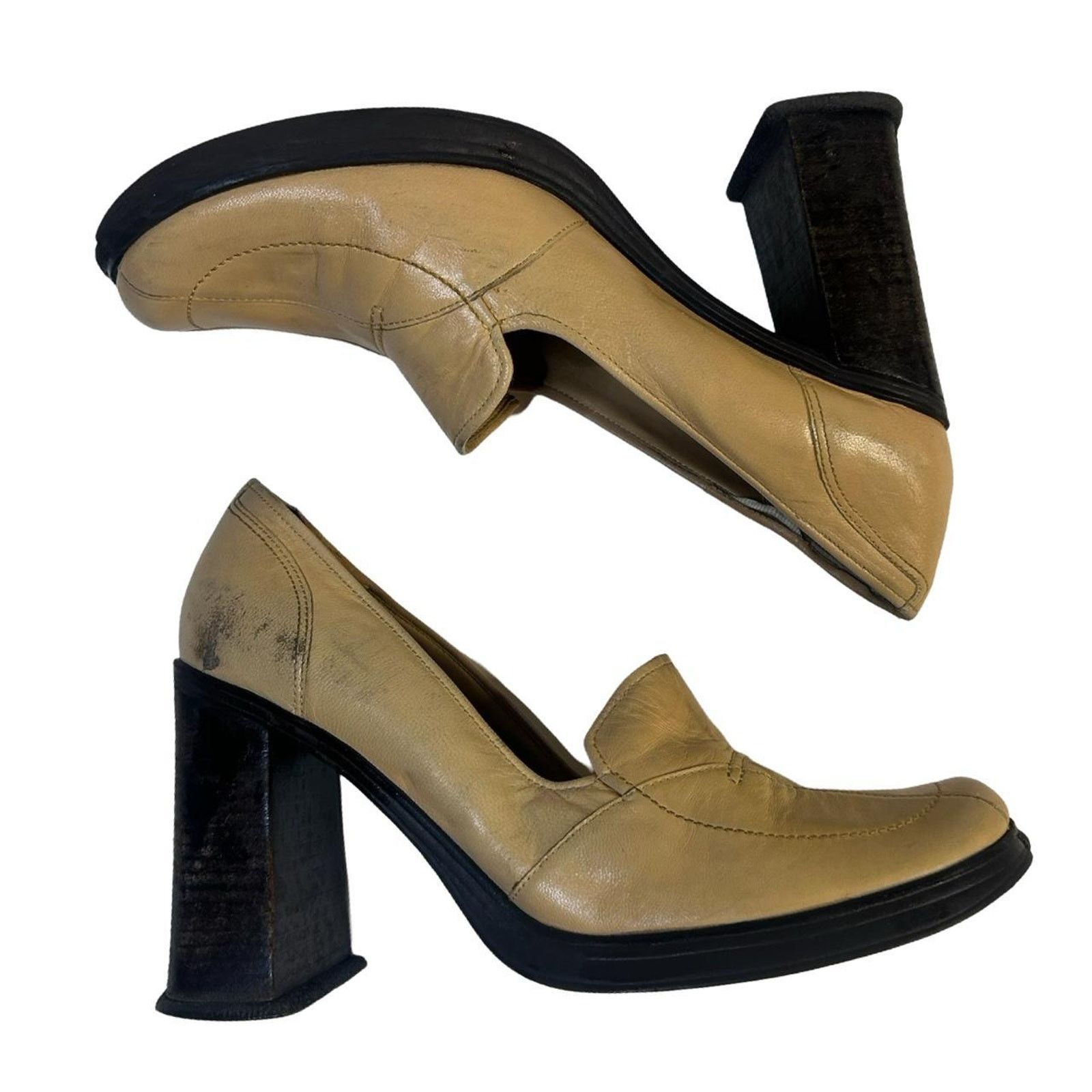 Vintage Y2k loafer heels witchy sz 10 yellow chunky Size US 10 / IT 40 - 8 Thumbnail