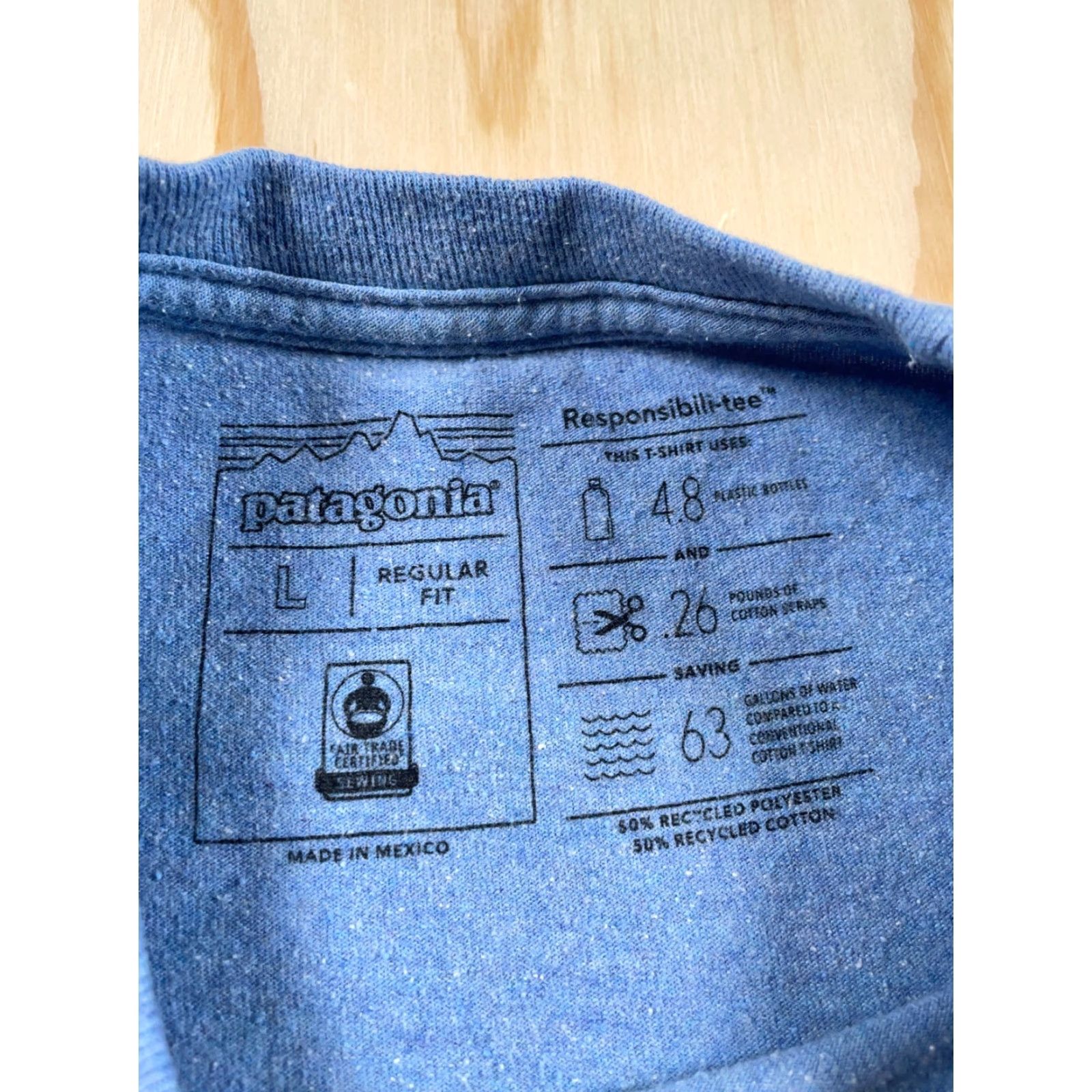 Patagonia Patagonia Logo Print T-Shirt Large Blue Regular Fit Double-Sided Adult Men Cotton Polyester Jersey Size US L / EU 52-54 / 3 - 3 Thumbnail
