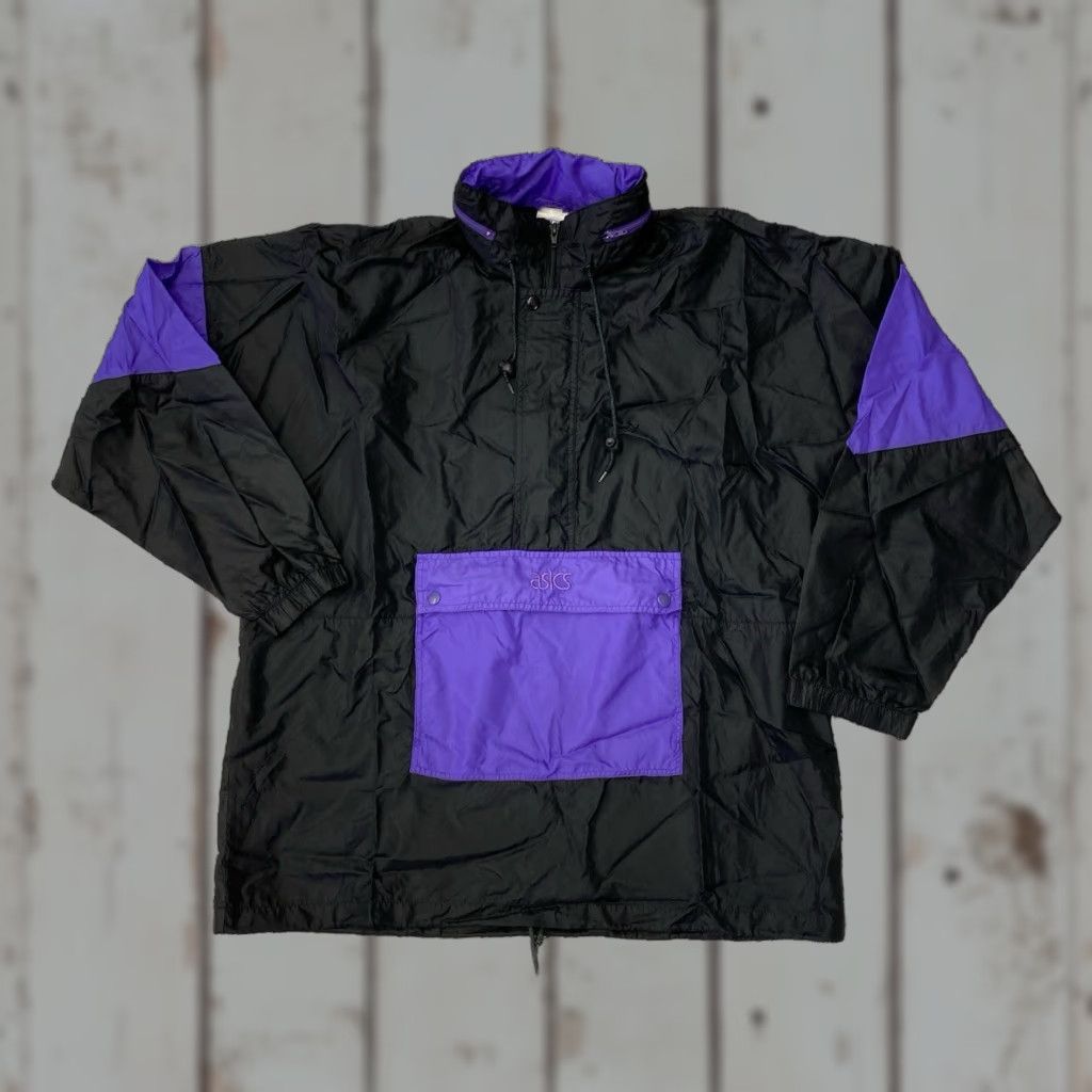 Asics ASICS Windbreaker Jacket Color Block Purple LightWEIGHT Mens L/XL Retro 80s 90s VTG Dad Zip Short Nylon Softshell Logo Zipper Size US XL / EU 56 / 4 - 1 Thumbnail