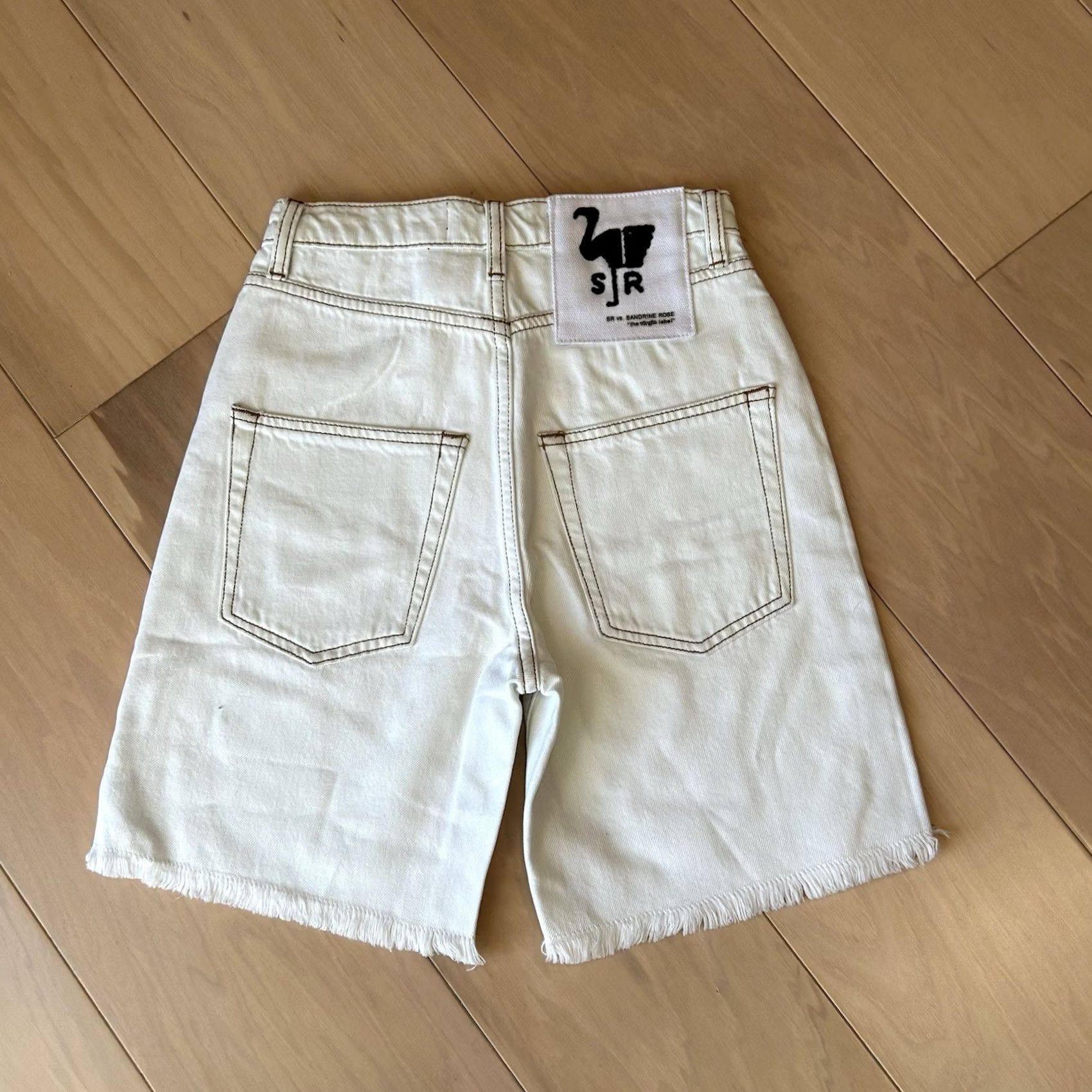 Free People VINTAGE SR vs Sandrine Rose The Virgin Label White Denim Bermuda Shorts Women’s 24 Size 42" / US 20 - 2 Thumbnail