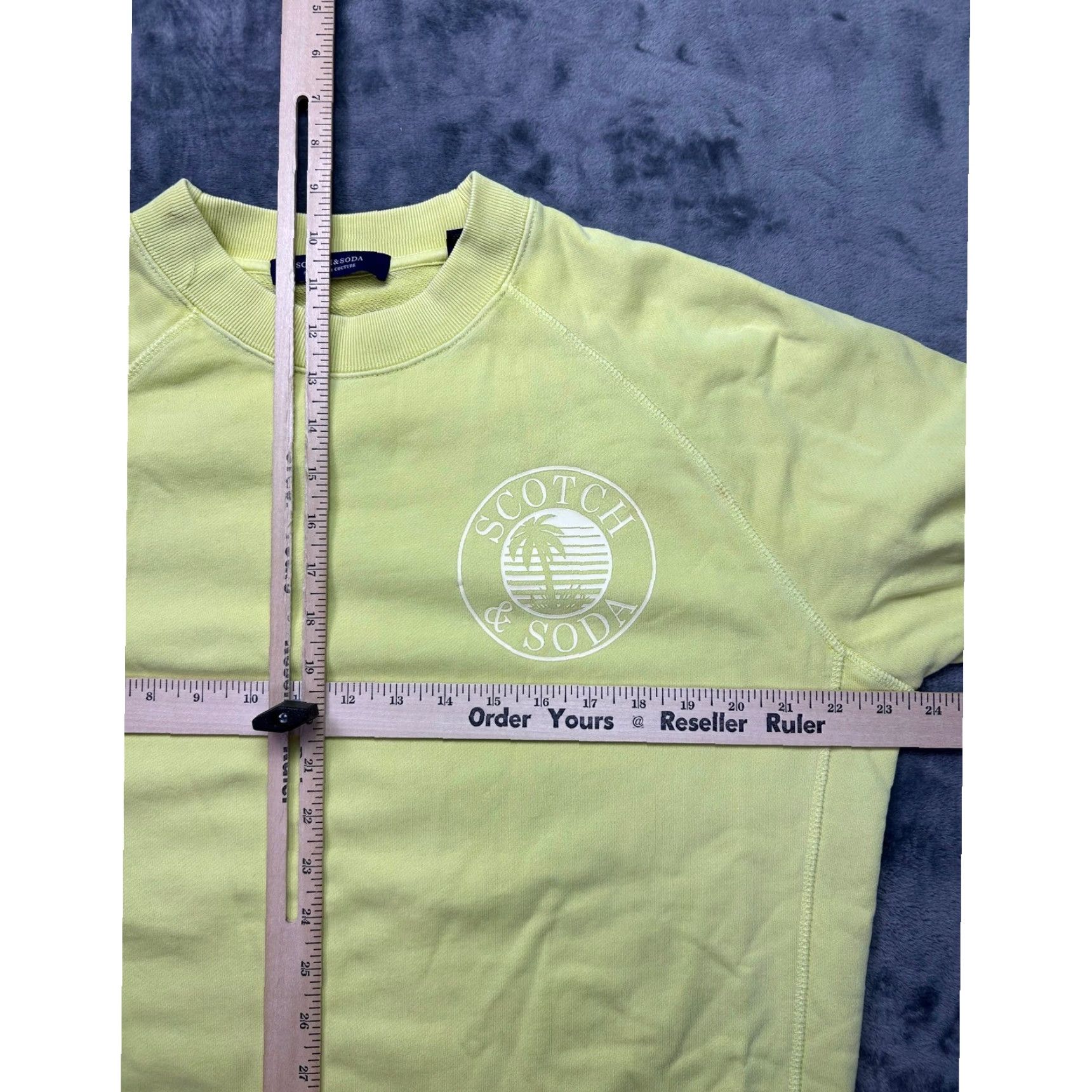 Scotch & Soda Scotch & Soda Sweatshirt Crewneck Mens Medium Cream Palm Logo Amsterdam Graphic Print Pullover Raglan Long Sleeve Knit Cotton Vintage No Size US M / EU 48-50 / 2 - 5 Thumbnail