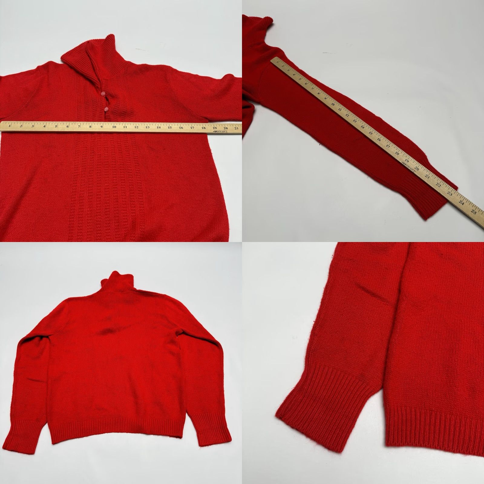 Vintage VINTAGE Sears Roebuck & Co Kerrybrooke Red 1/4 Button Sweater Womens S 1950s 50s Casual Acrylic Secretary/Geek Size S / US 4 / IT 40 - 8 Thumbnail