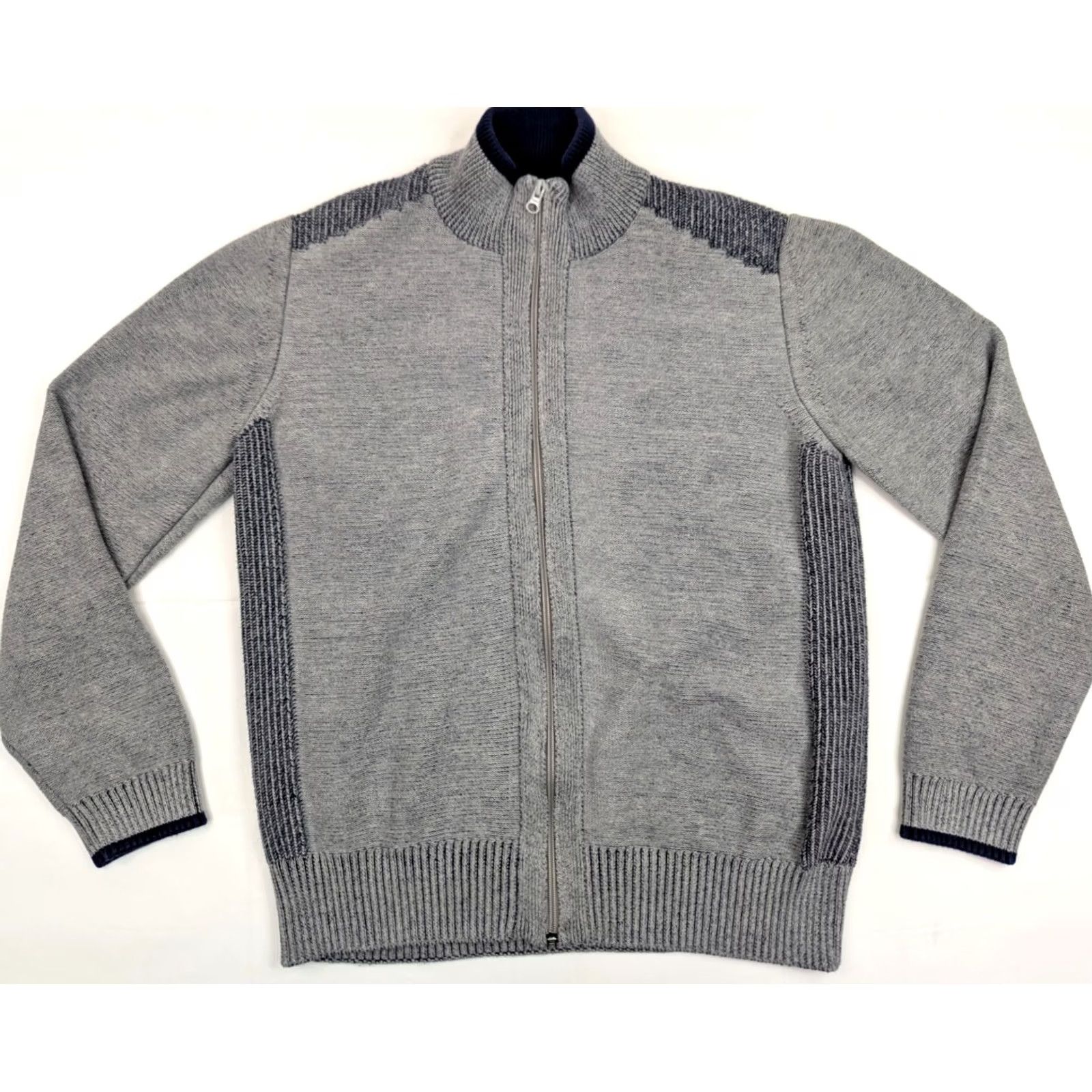 Carbon2Cobalt Carbon 2 Cobalt Full Zip Knit Sweater Cardigan Jacket Men M Gray Navy Blue Size US M / EU 48-50 / 2 - 4 Thumbnail