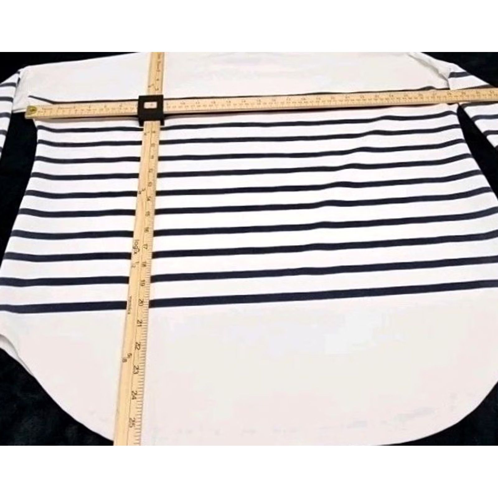 Vintage Pomander Place Top Womens Boxy Tunic 3/4 Sleeve White Blue Striped Beach Casual Shirt OS Size ONE SIZE - 6 Thumbnail