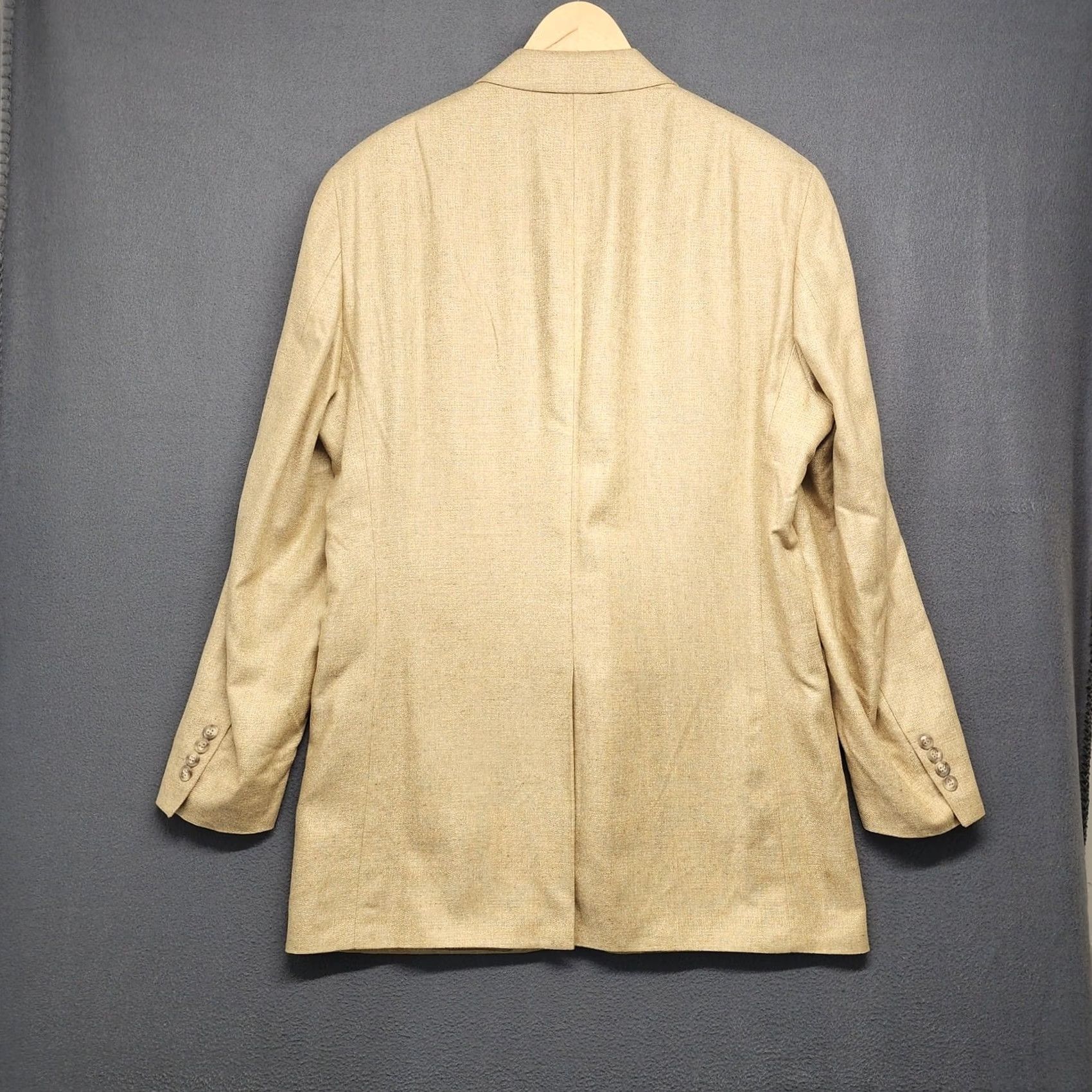 Jos. A. Bank VINTAGE Jos A Bank Jacket Blazer Mens 42L Pale Yellow Gold 100% Silk Sport Coat Mens Button Closure Silk Gold 42L Mens Women Best Fit? Size 42R - 3 Thumbnail