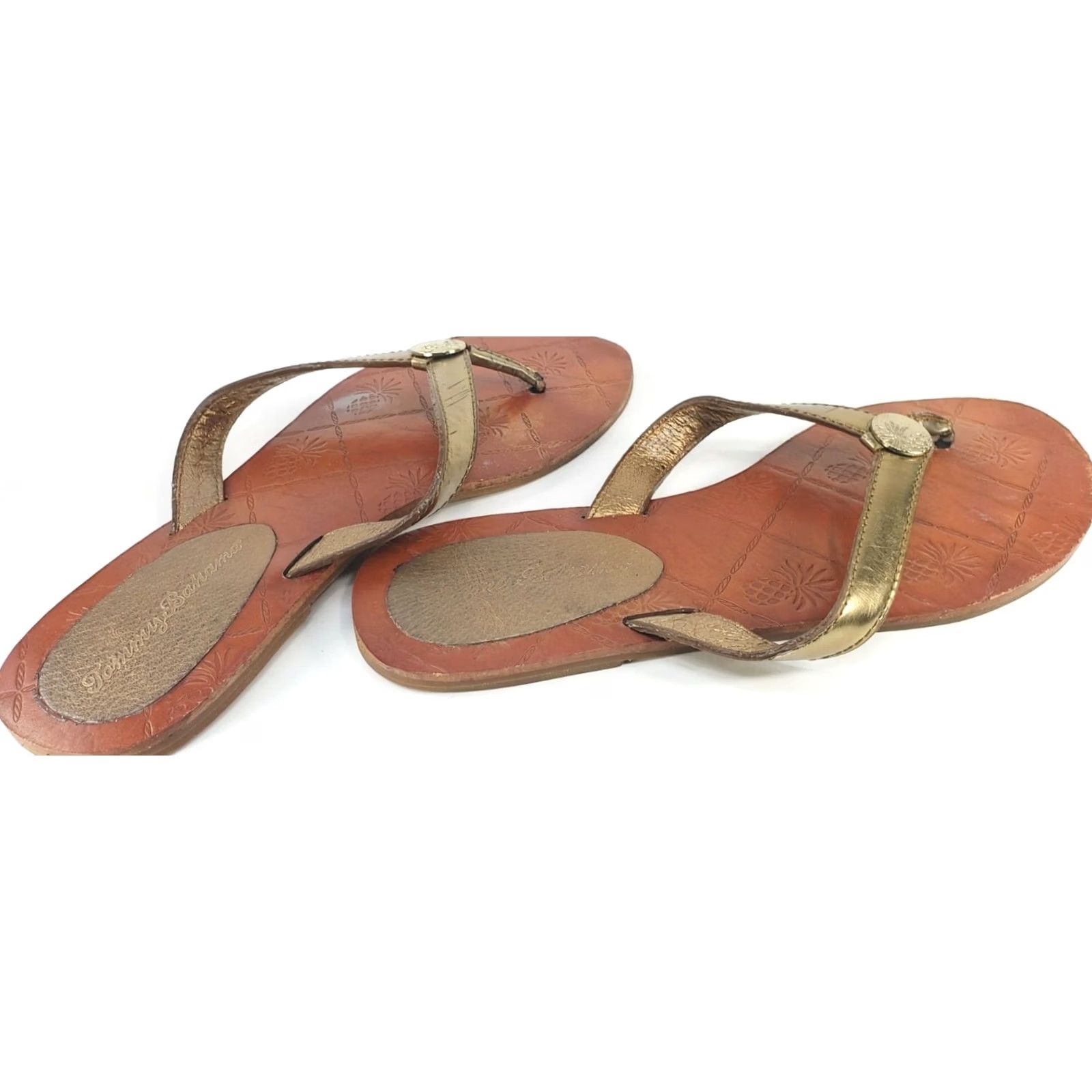 Tommy Bahama Tommy Bahama Havana Women’s 8B Gold Flat Sandal Leather Flip Flop Leather Footbed M Upper Gold Ornament Upfront Coastal Casual Relax --------------- Size US 8 / IT 38 - 4 Thumbnail