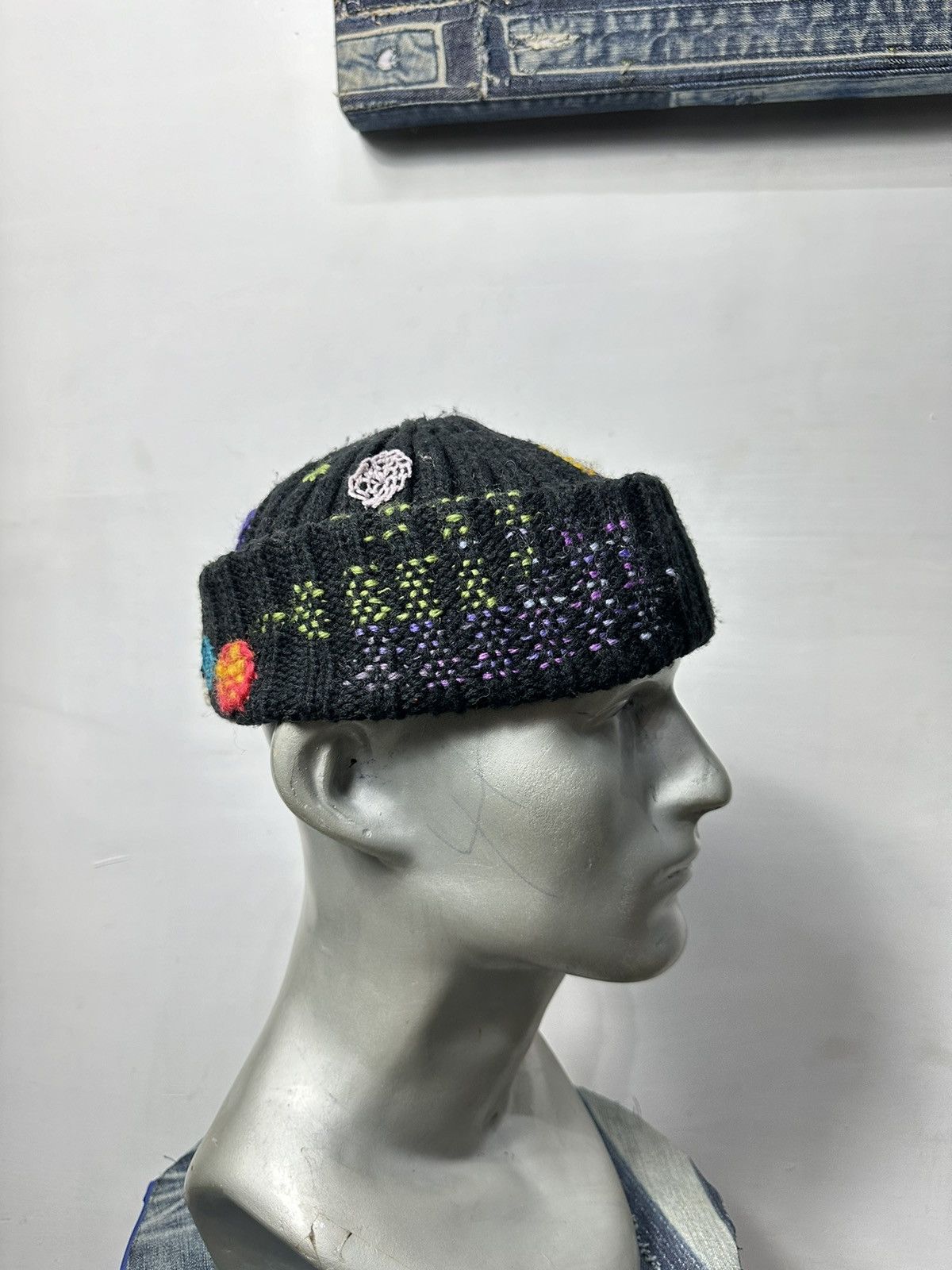 Handmade Nice Design Multicolored Art Knitted mending Beanie Hats Size ONE SIZE - 6 Thumbnail