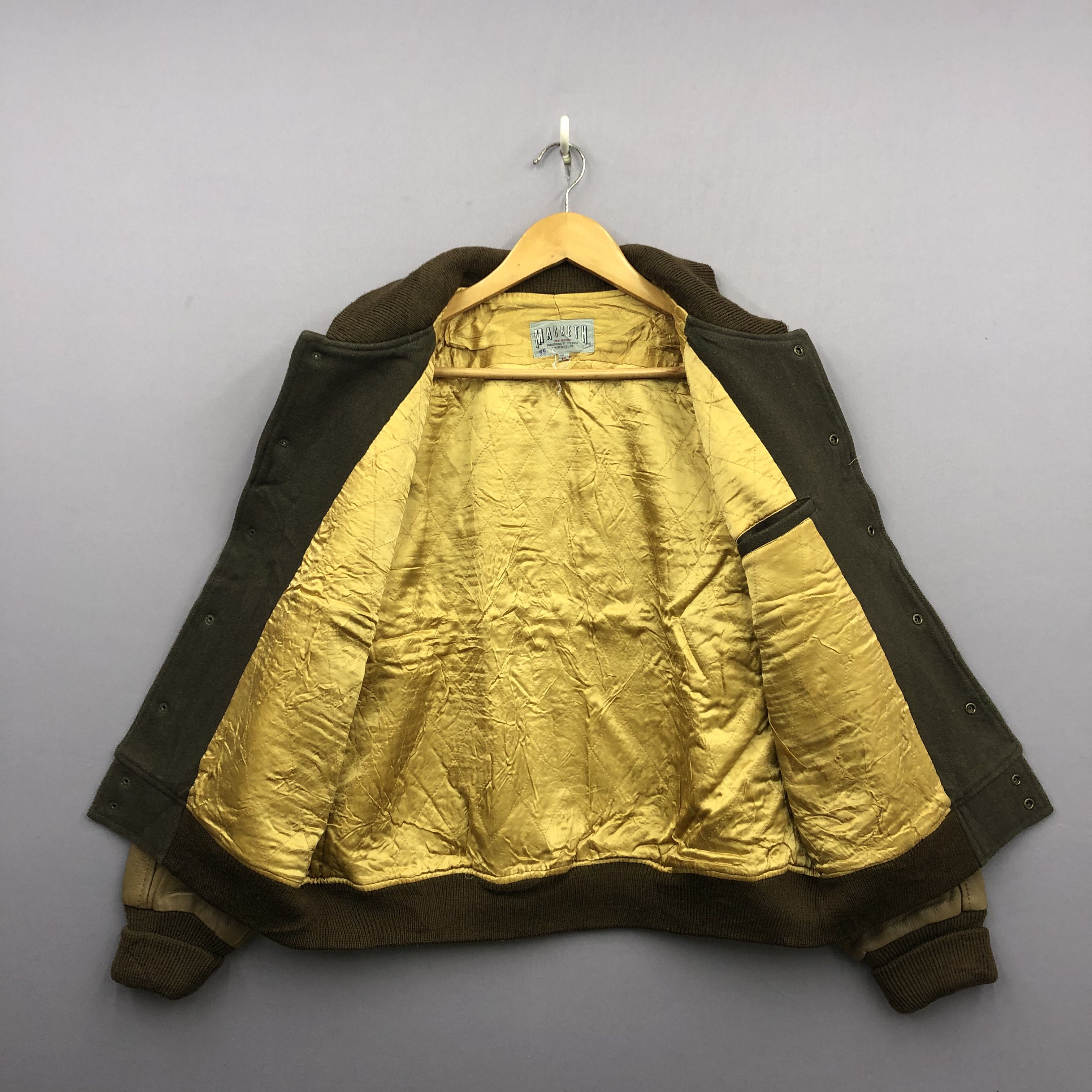 Vintage RARE Vintage 80s Macbeth Leather Varsity Wool Jacket Size US L / EU 52-54 / 3 - 5 Thumbnail